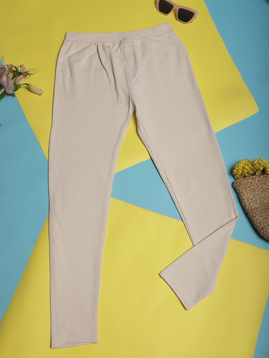 

NEUDIS Girls Relaxed Fit Cotton Trousers, Off white