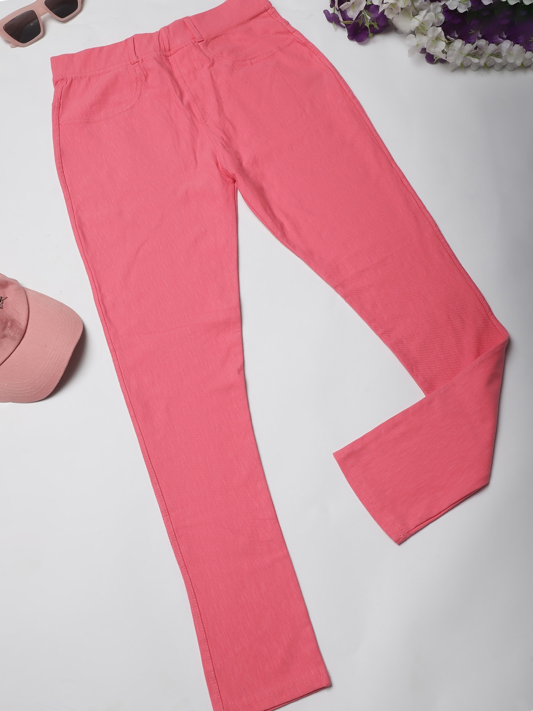 

NEUDIS Girls Relaxed Cotton Trousers, Pink