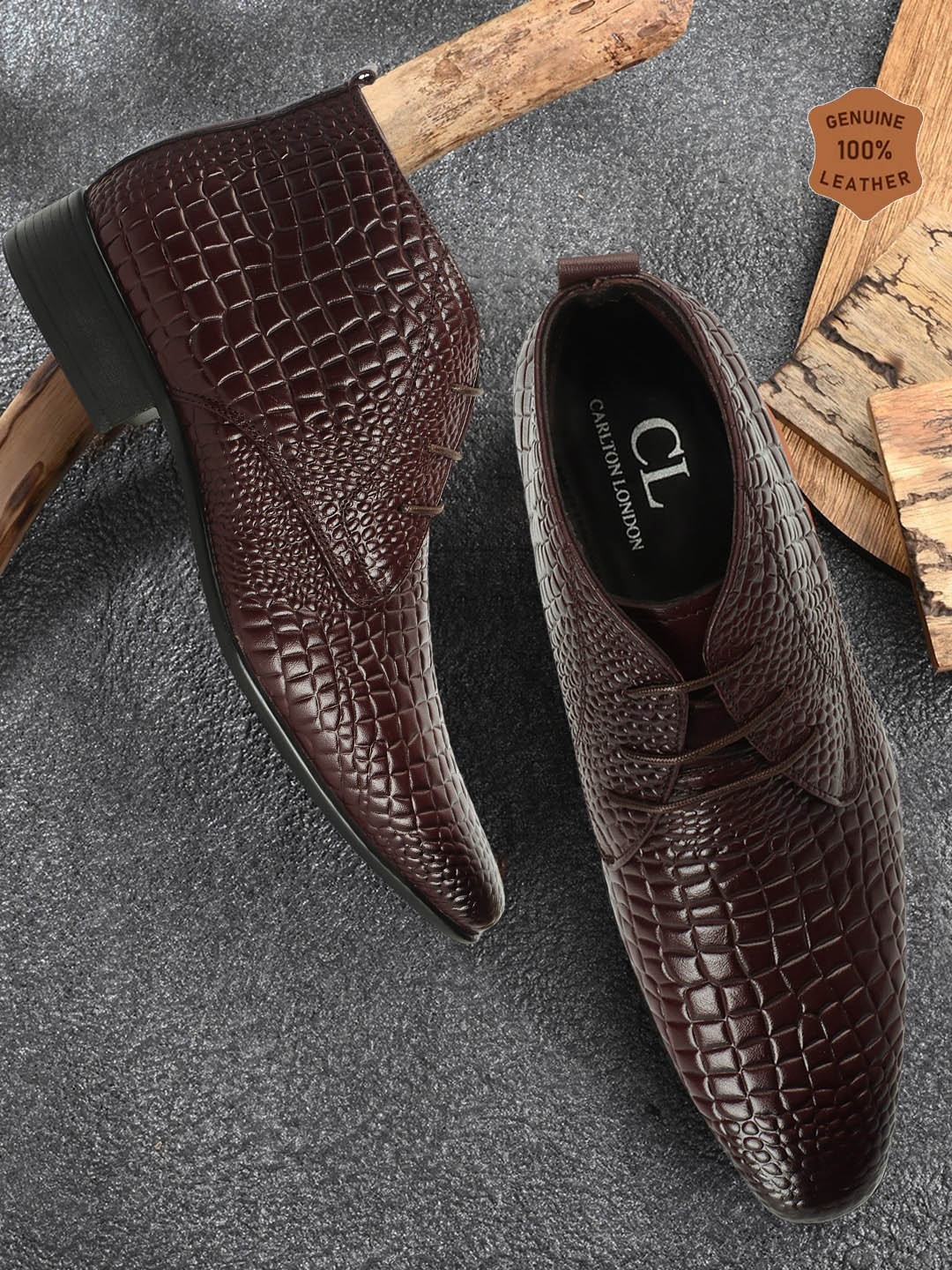 

Carlton London Textured Mid Top Formal Derbys, Brown