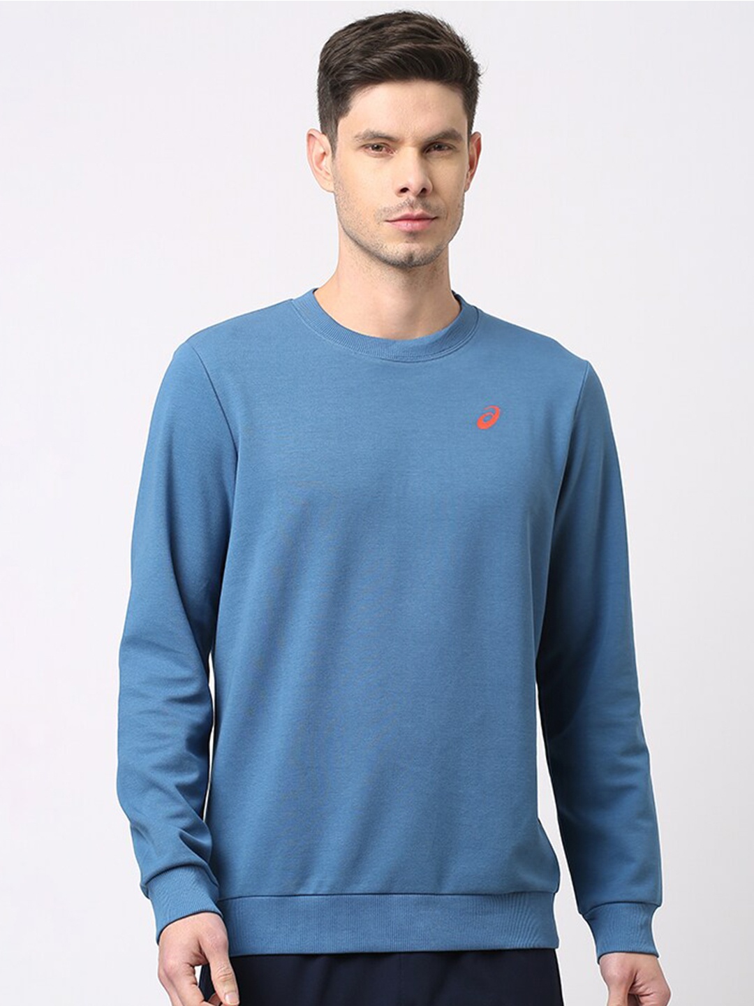 

ASICS One Point Round Neck Pullover Sweatshirt, Blue