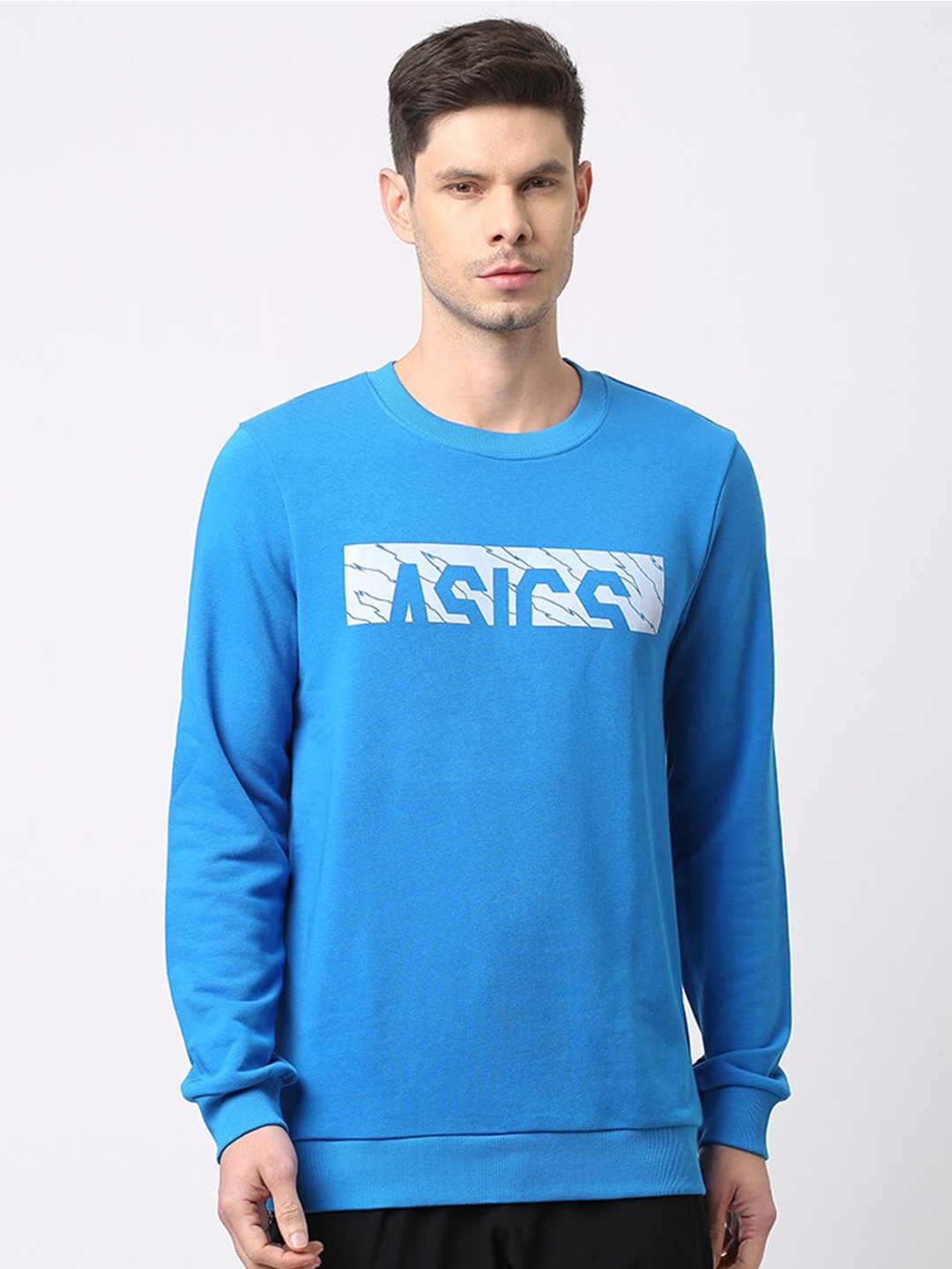 

ASICS Graphic Printed Pullover Sweatshirt, Blue