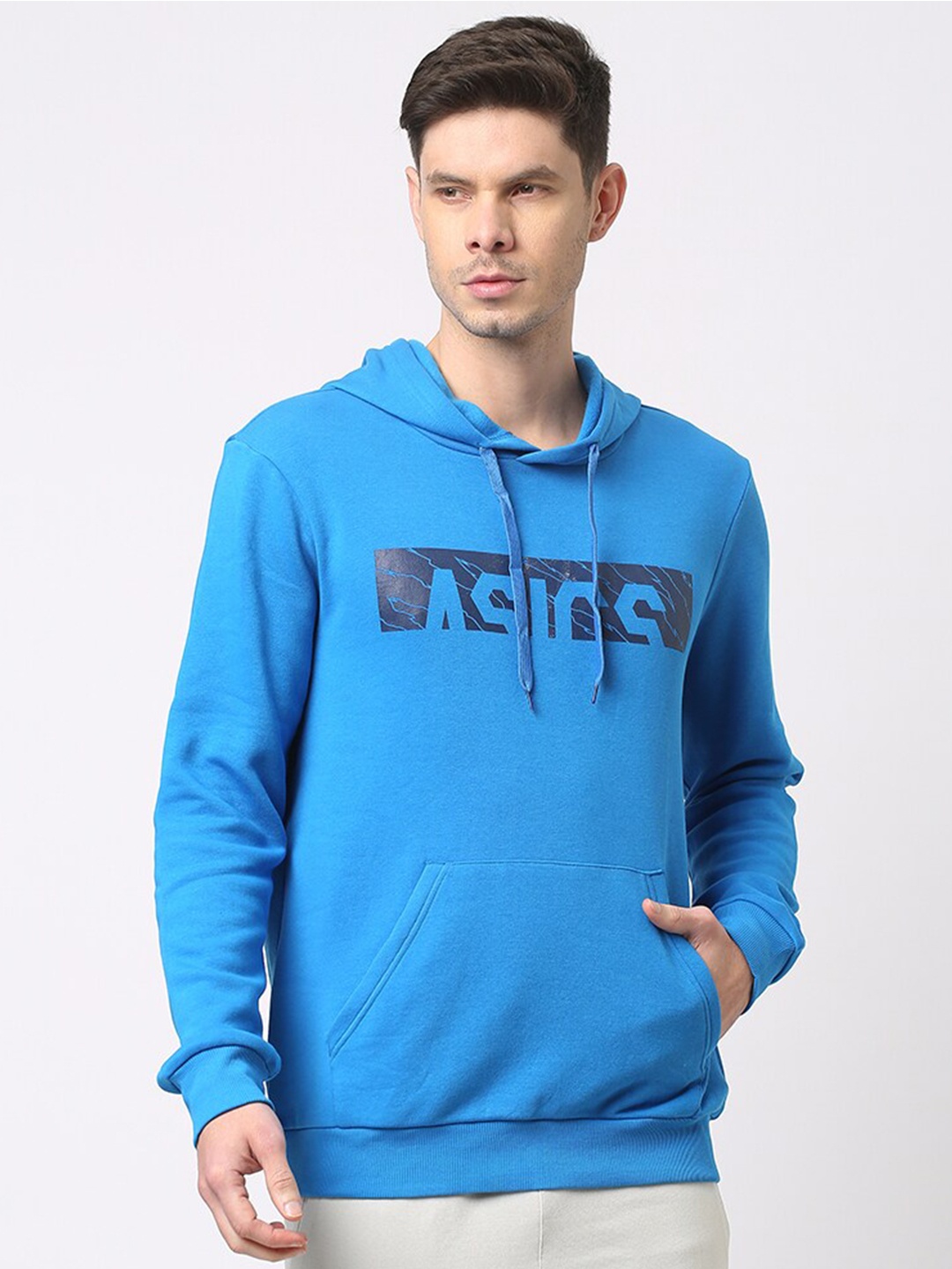 

ASICS Graphic Printed Hooded Sweatshirt, Blue