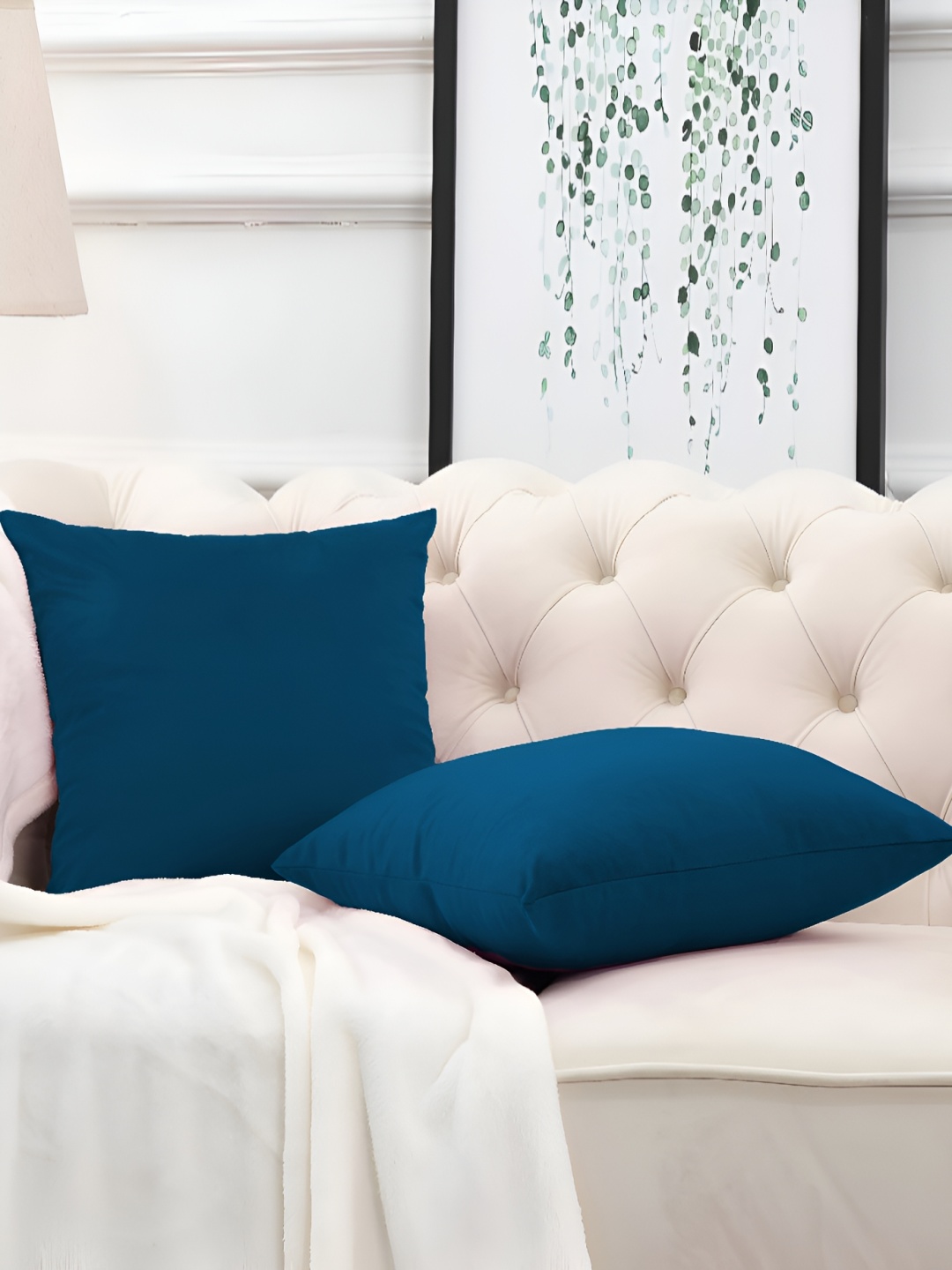 

DADDY COOL Teal Blue 2 Pieces Microfiber Filled Cushions With Covers