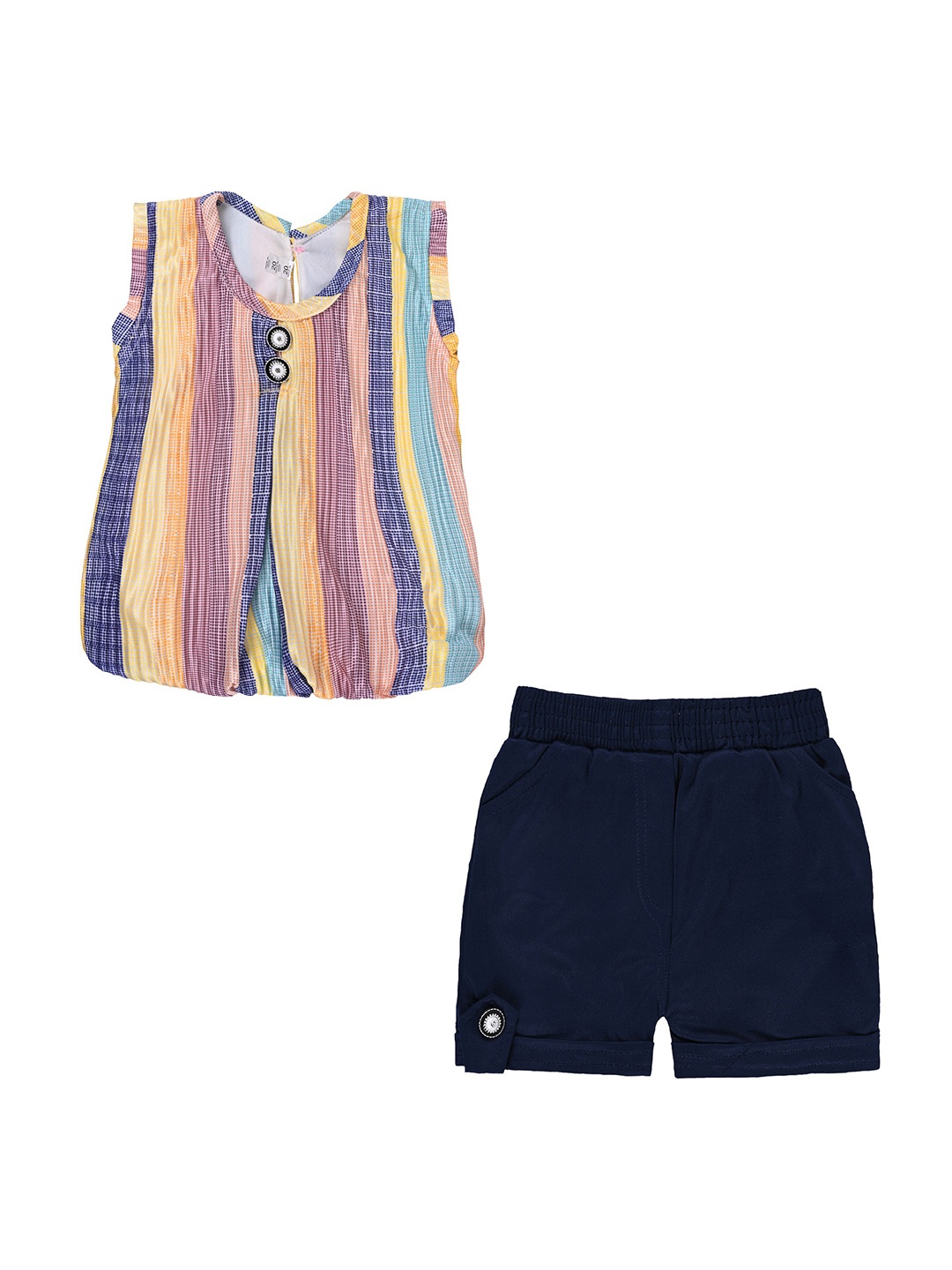 

Wish Karo Girls Striped Top with Shorts, Yellow
