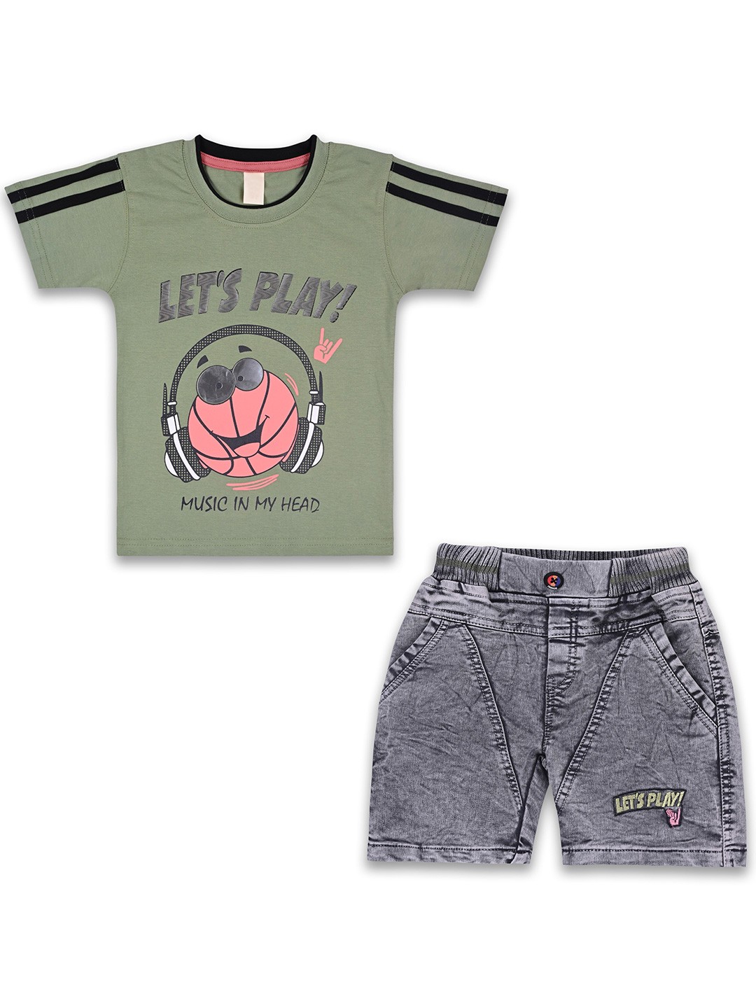 

Wish Karo Boys Printed T-shirt with Shorts, Green