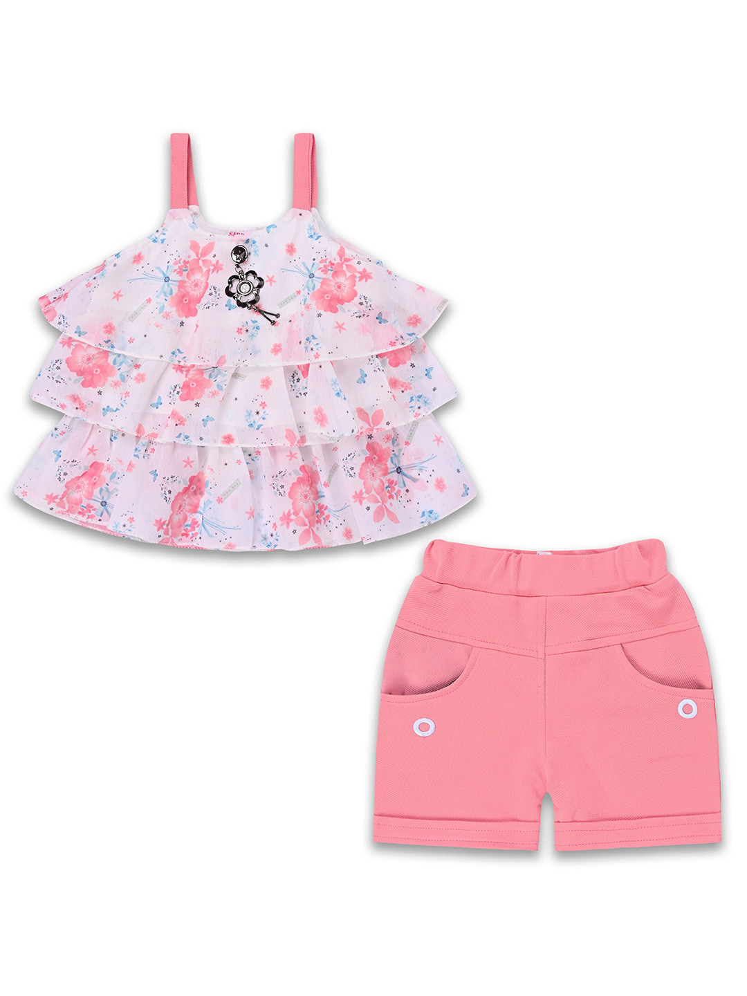 

Wish Karo Girls Printed Top with Shorts, Pink