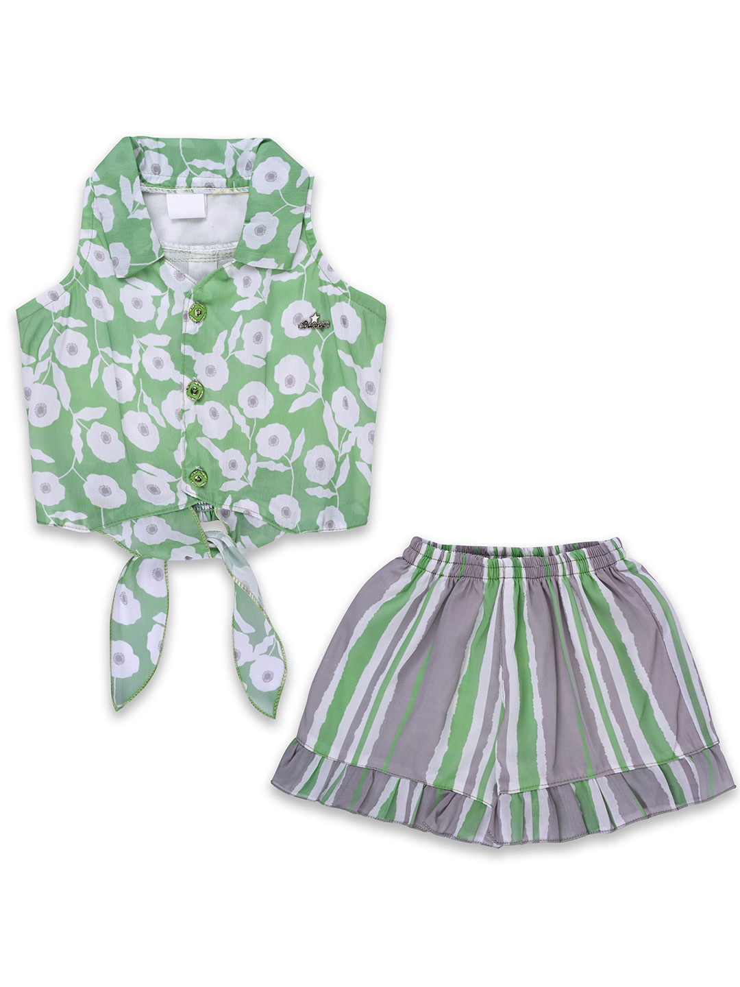 

Wish Karo Infant Girls Printed Top with Shorts, Green