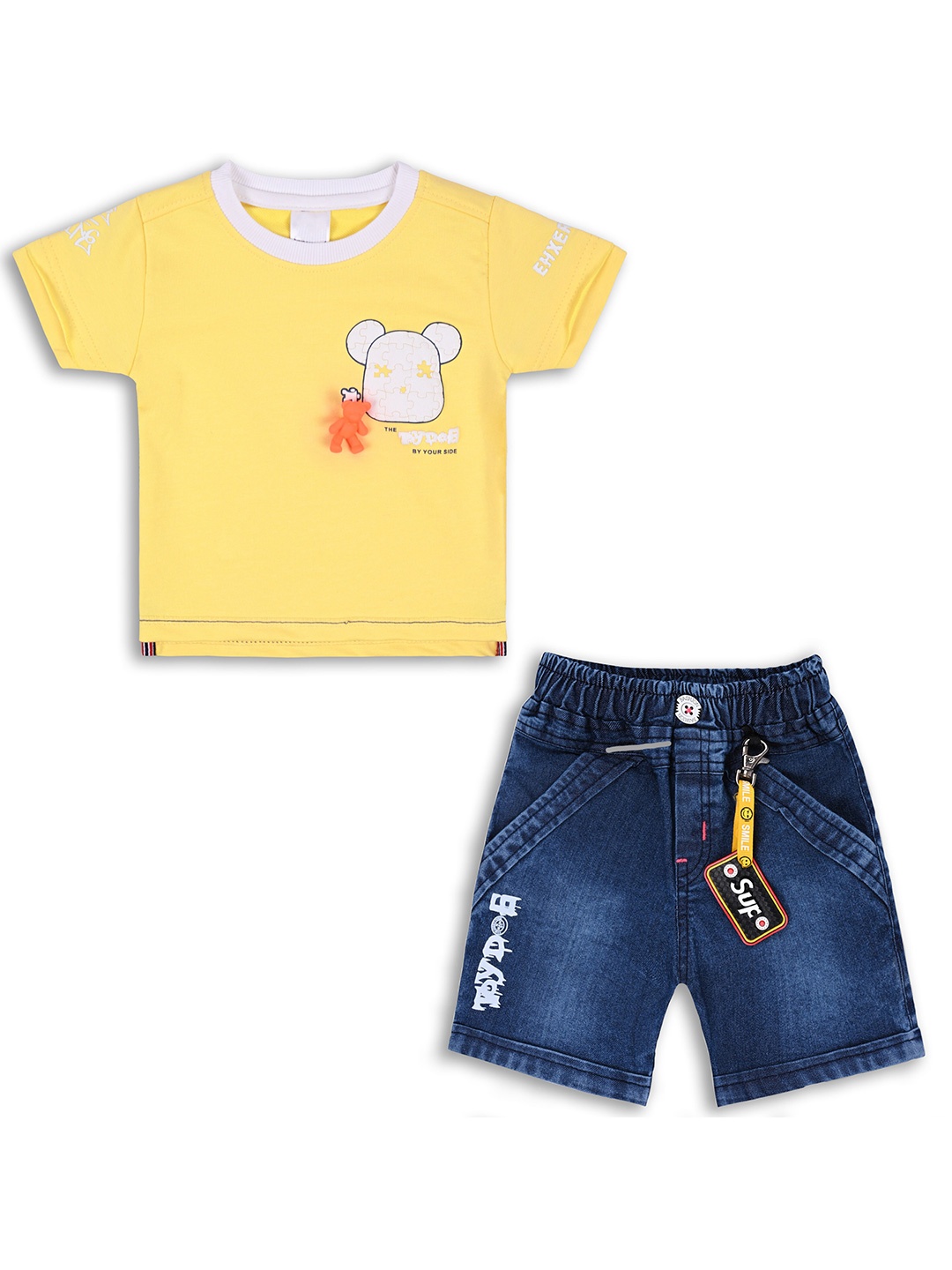

Wish Karo Boys Printed T-shirt With Shorts, Yellow