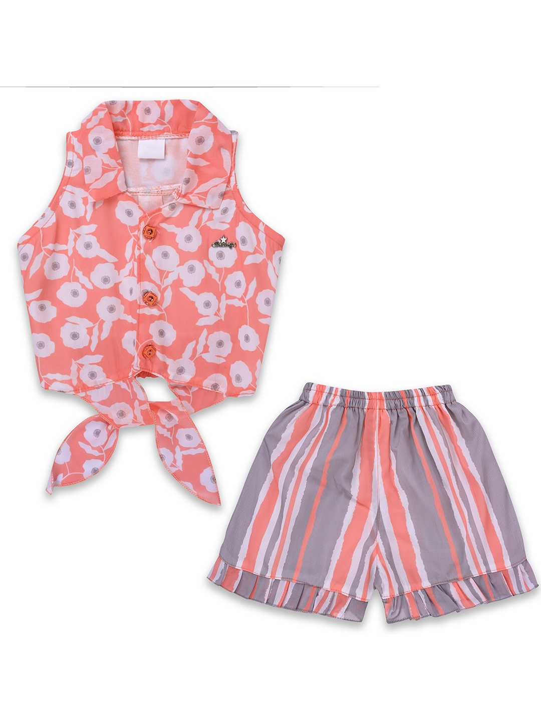 

Wish Karo Girls Printed Shirt With Shorts, Peach