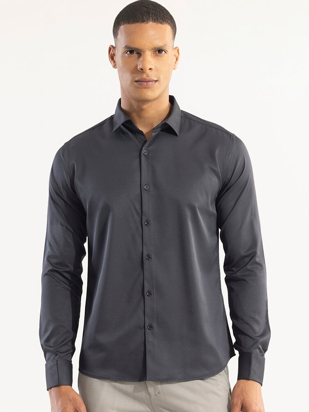 

Snitch Classic Slim Fit Cotton Shirt, Grey