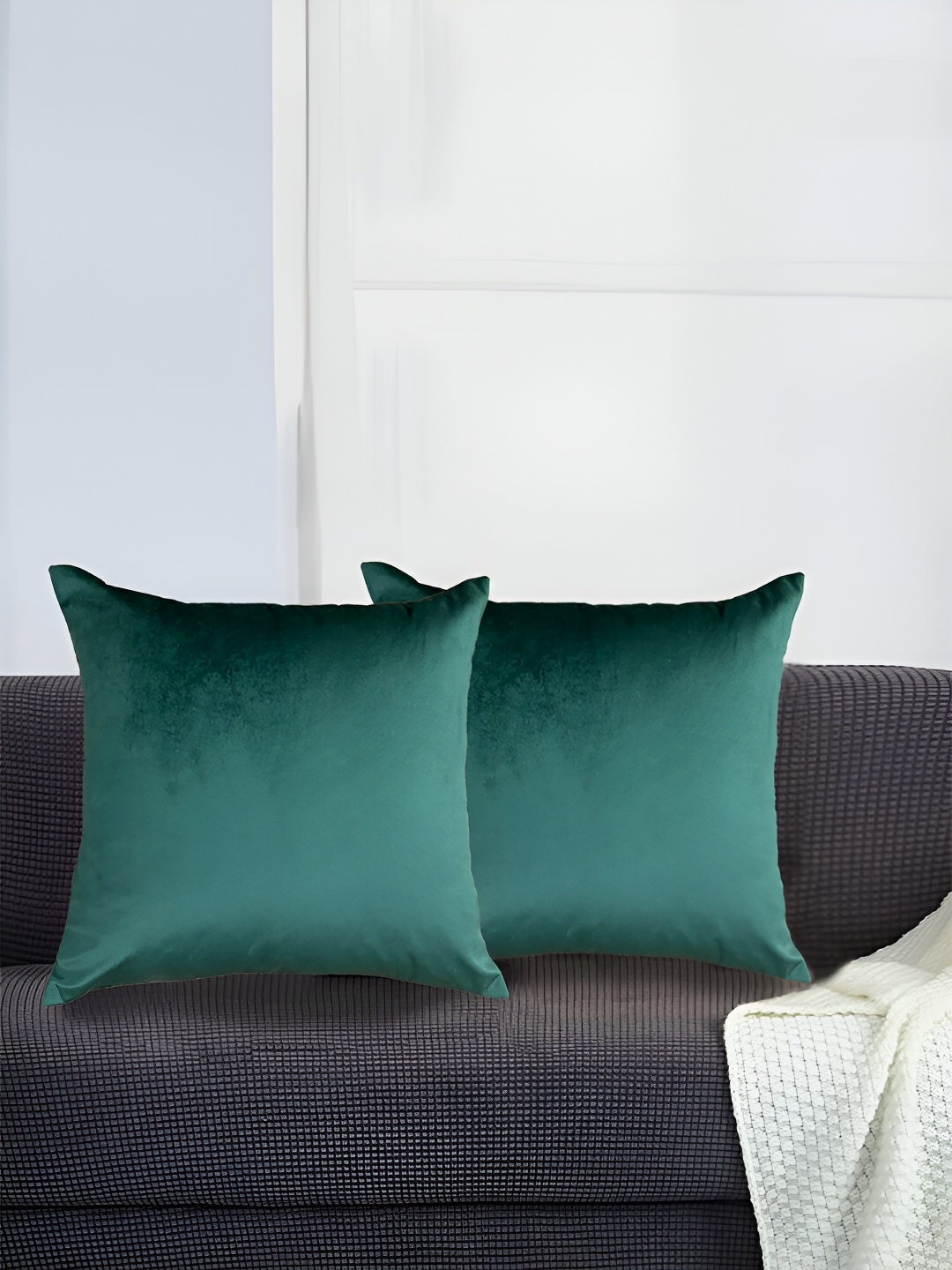 

SAJAVAT Green 2 Pieces Velvet Square Cushion Covers