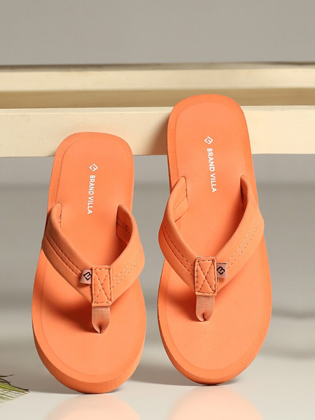 BRAND VILLA Women Lightweight Thong Flip-Flops, Orange