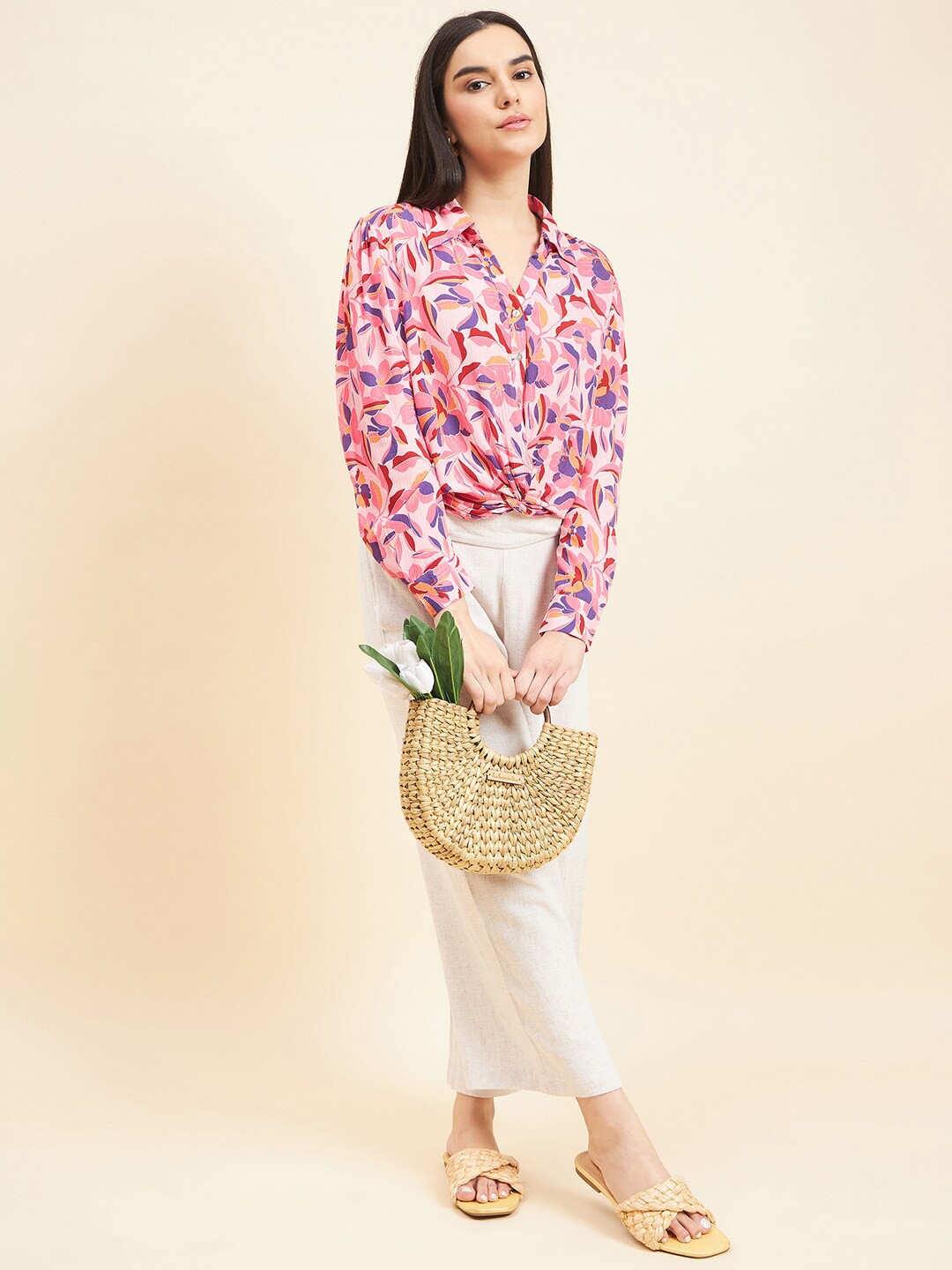

Gipsy Floral Print Shirt Style Top, Pink