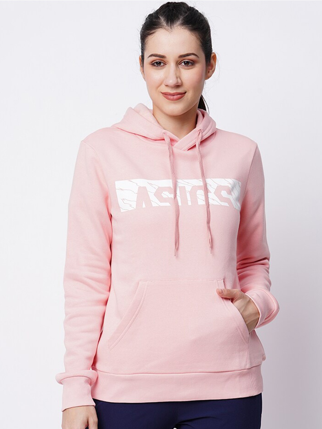 

ASICS Graphic Printed Hooded Sweatshirt, Pink