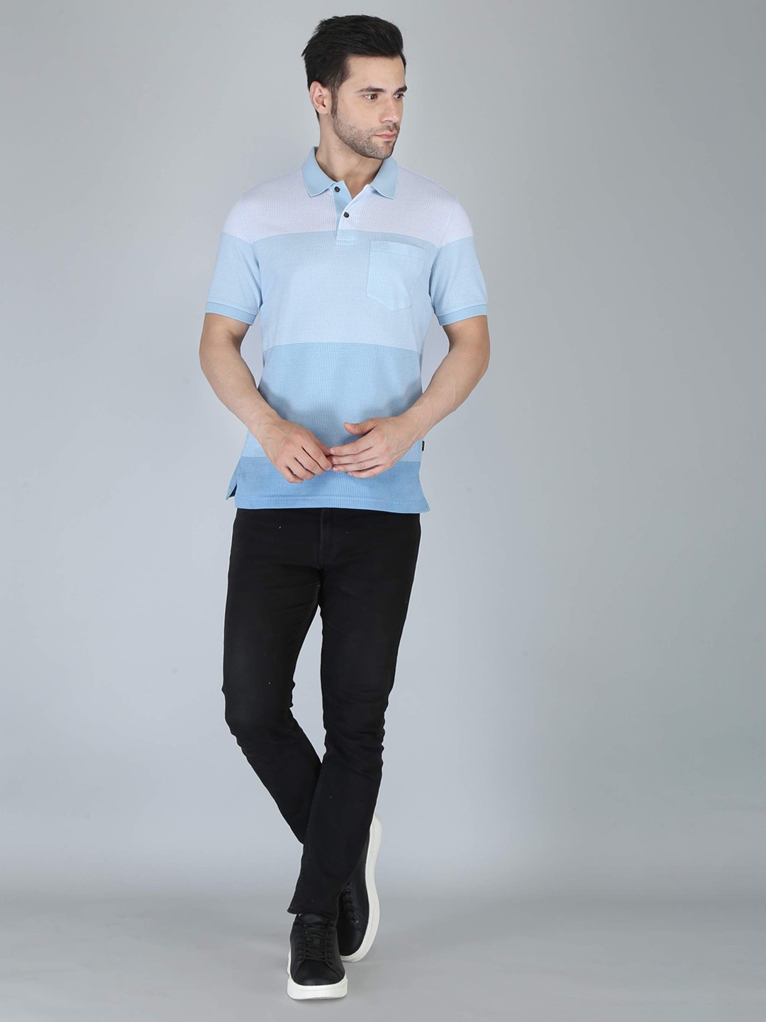 

CELSIUS Colourblocked Polo Collar Short Sleeves T-shirt, Blue