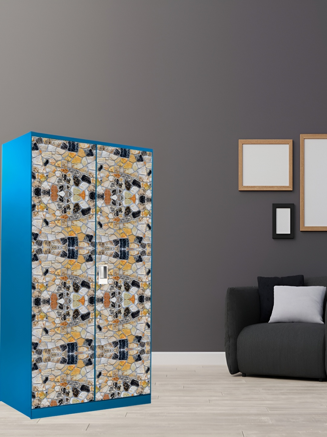 

WALLWEAR Brown & Blue Abstract Printed Wardrobe Sticker