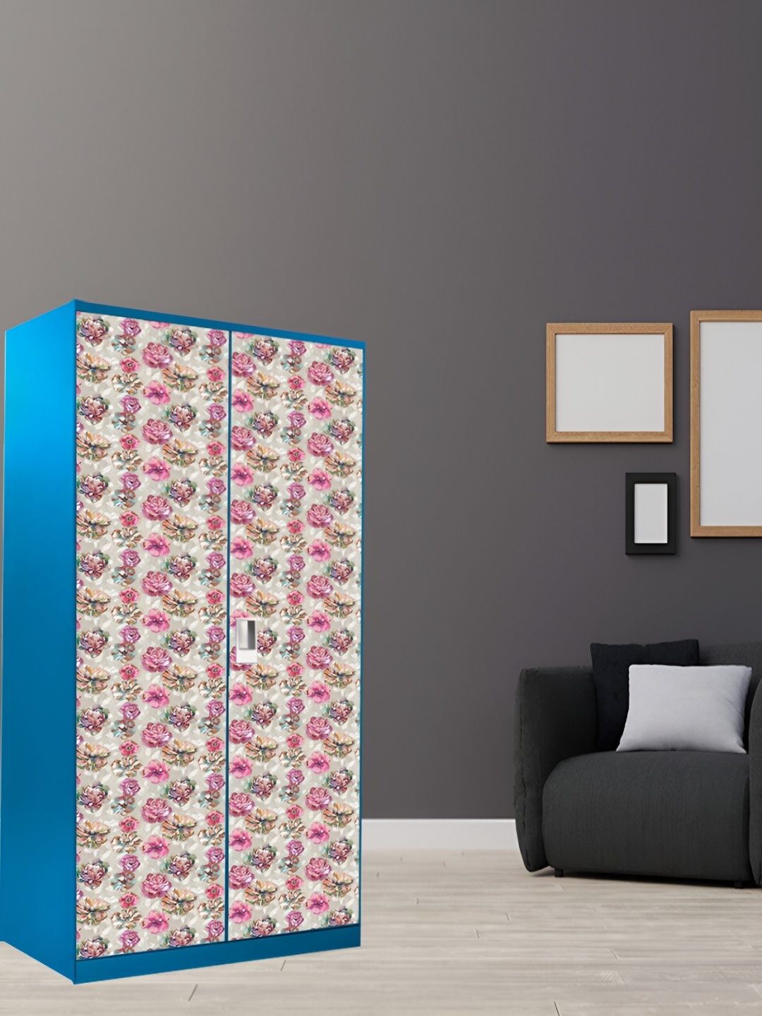 

WALLWEAR Beige & Pink Floral Printed Wardrobe Sticker