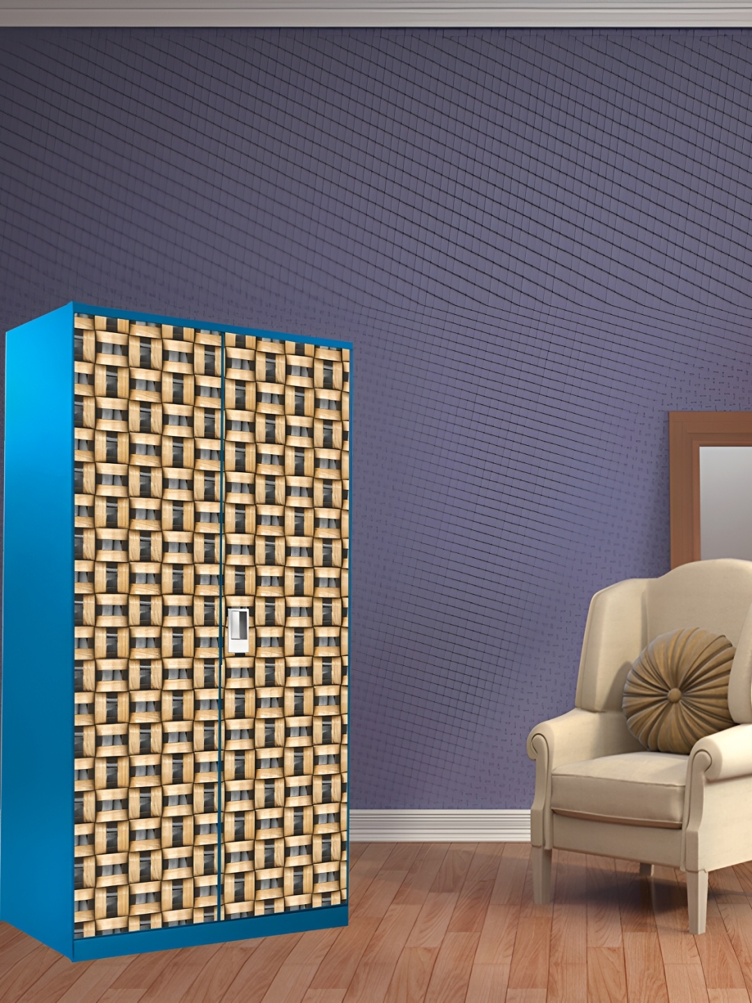 

WALLWEAR Beige & Green Abstract Printed Wardrobe Sticker