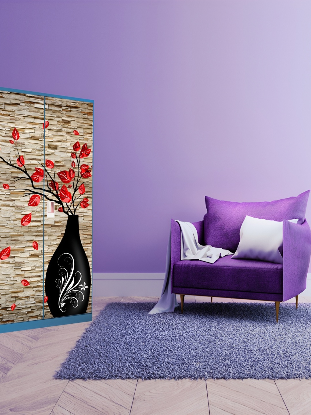 

WALLWEAR Beige & Red Printed Self Adhesive Wardrobe Wallpaper