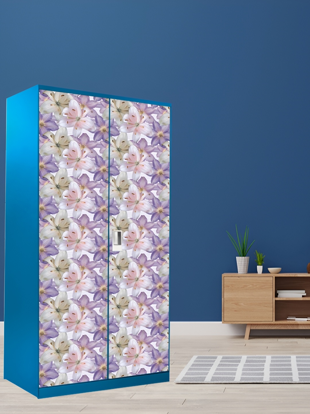 

WALLWEAR Purple & White Printed Self Adhesive Wardrobe Wallpaper