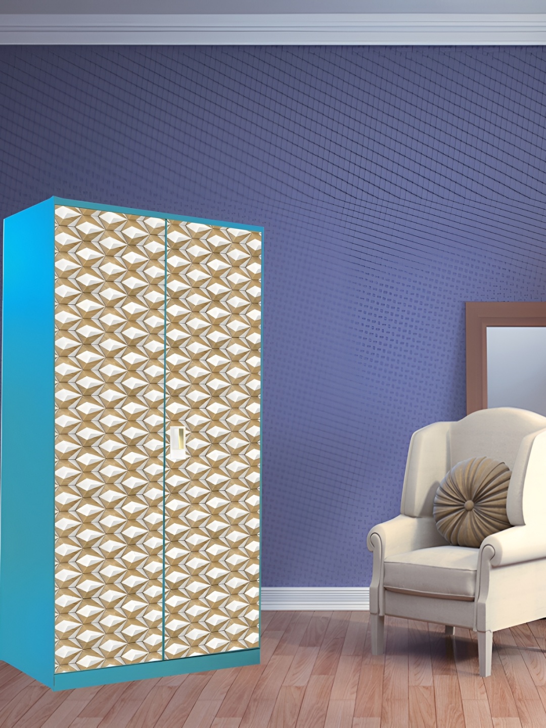 

WALLWEAR White & Beige Printed Self Adhesive Wardrobe Wallpaper