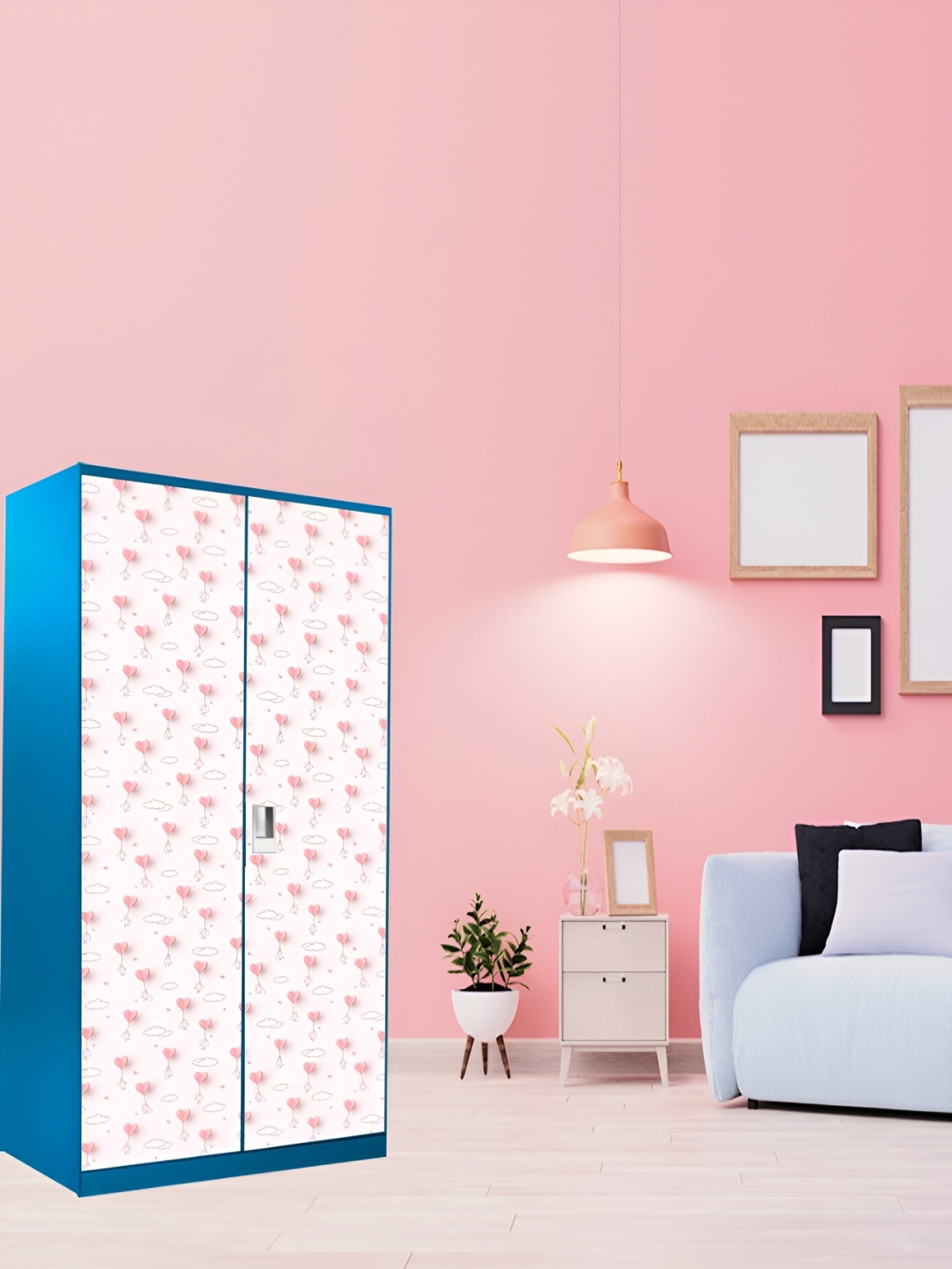 

WALLWEAR White & Pink Printed Self Adhesive Wardrobe Wallpaper