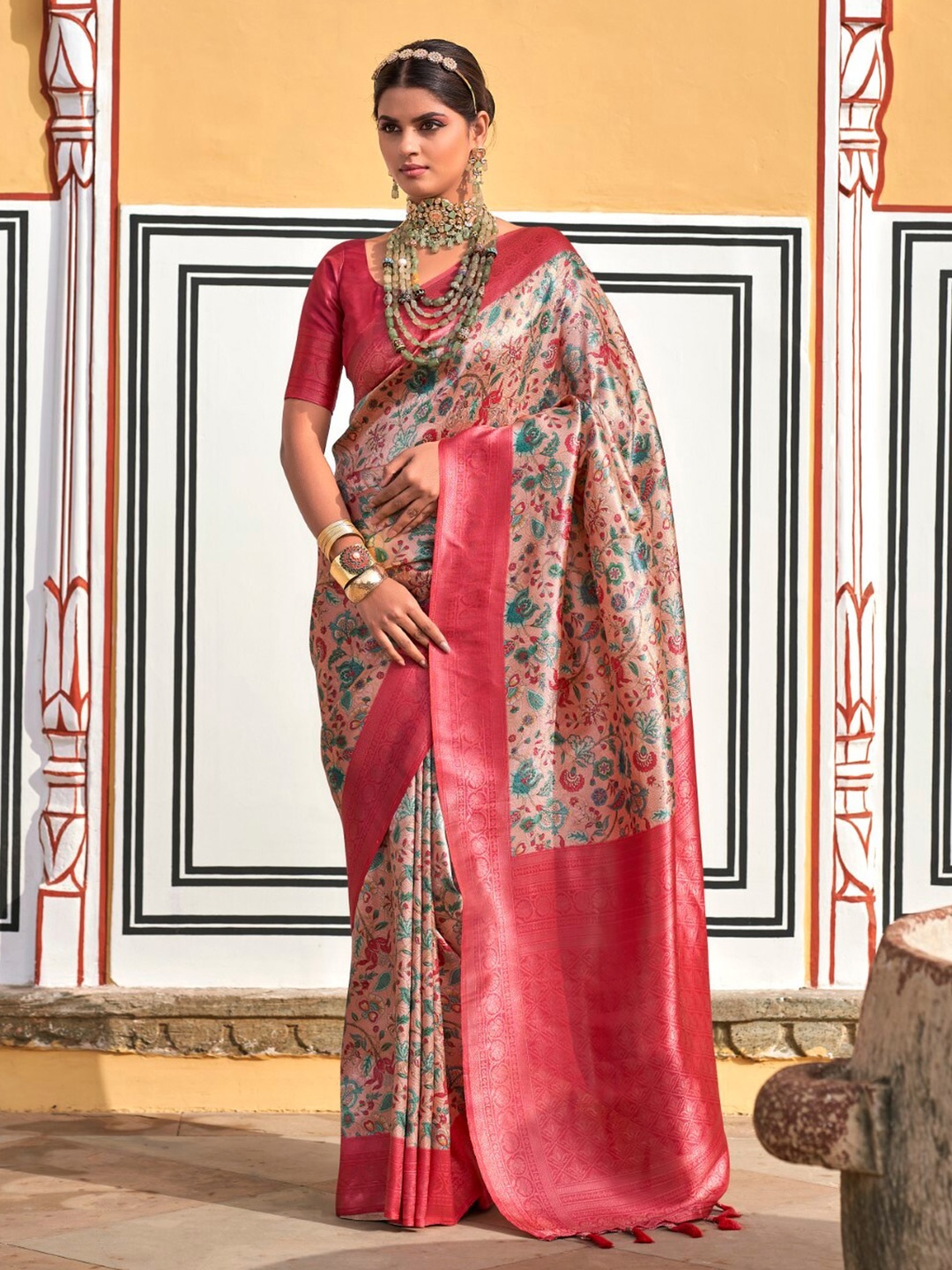 

LeeliPeeri Designer Woven Design Zari Silk Cotton Saree, Orange