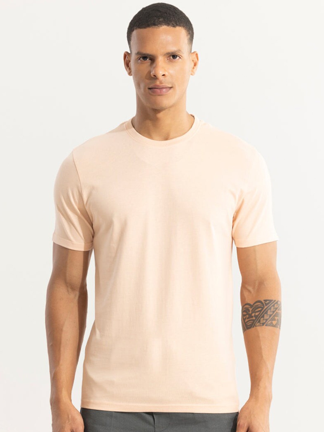 

Snitch Round Neck Cotton T-shirt, Peach