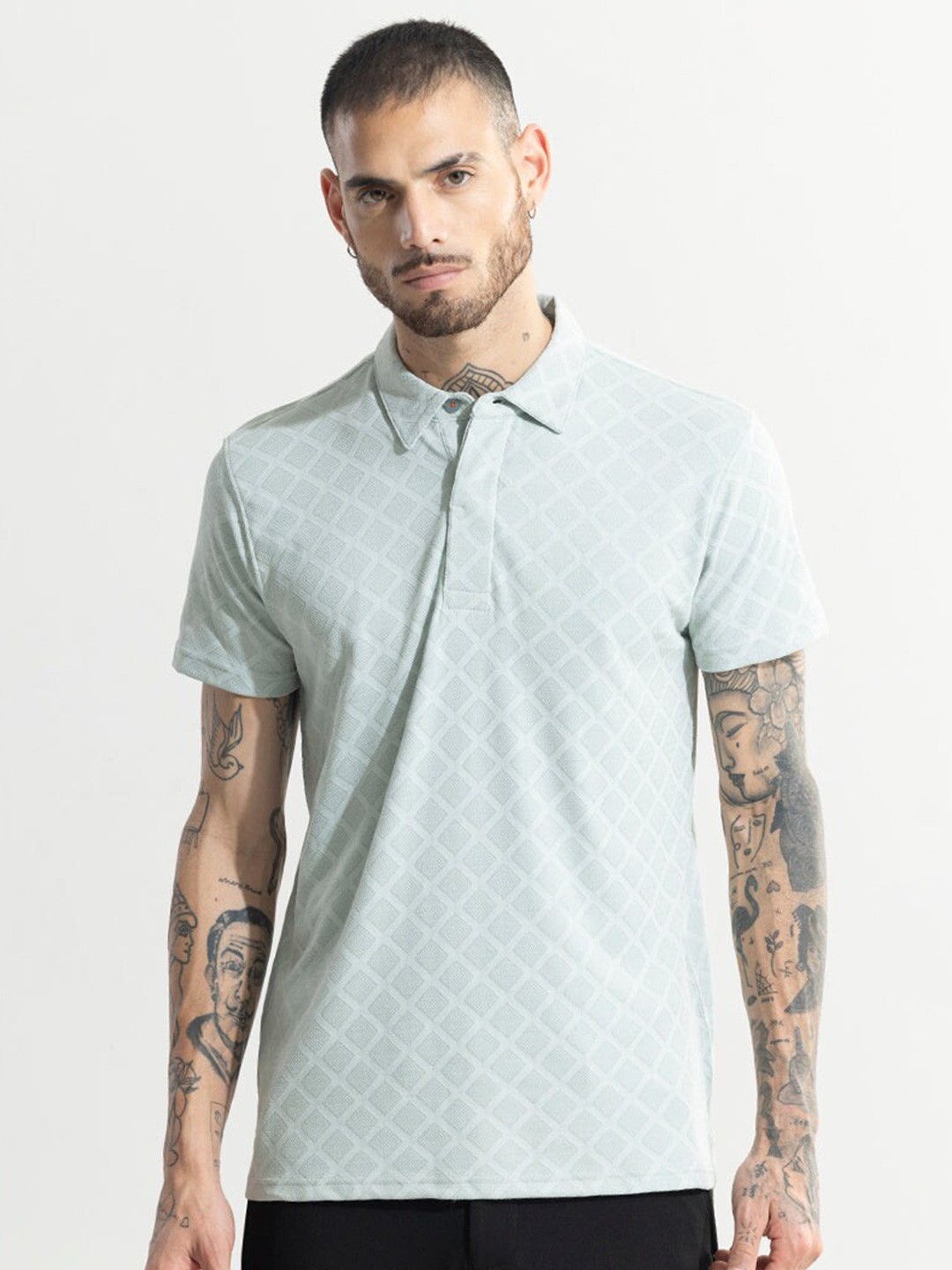 

Snitch Checked Slim Fit Cotton T-shirt, Green