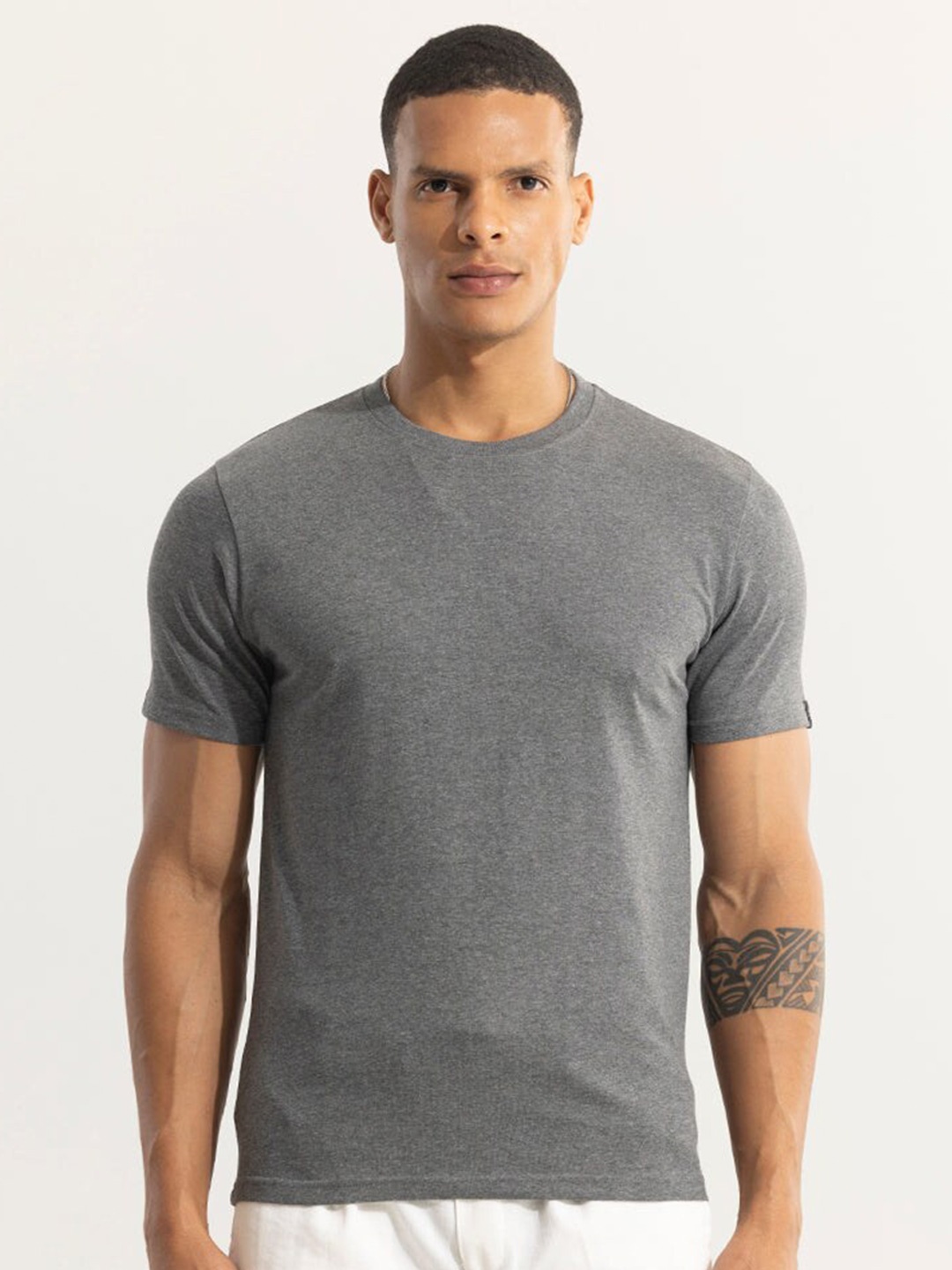 

Snitch Round Neck Cotton T-shirt, Grey