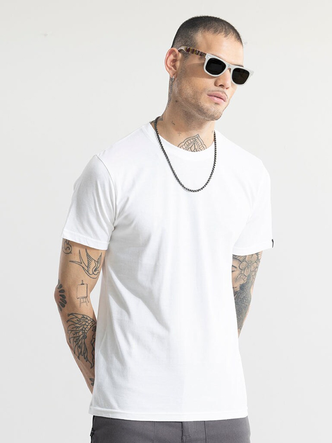 

Snitch Round Neck Cotton T-shirt, White