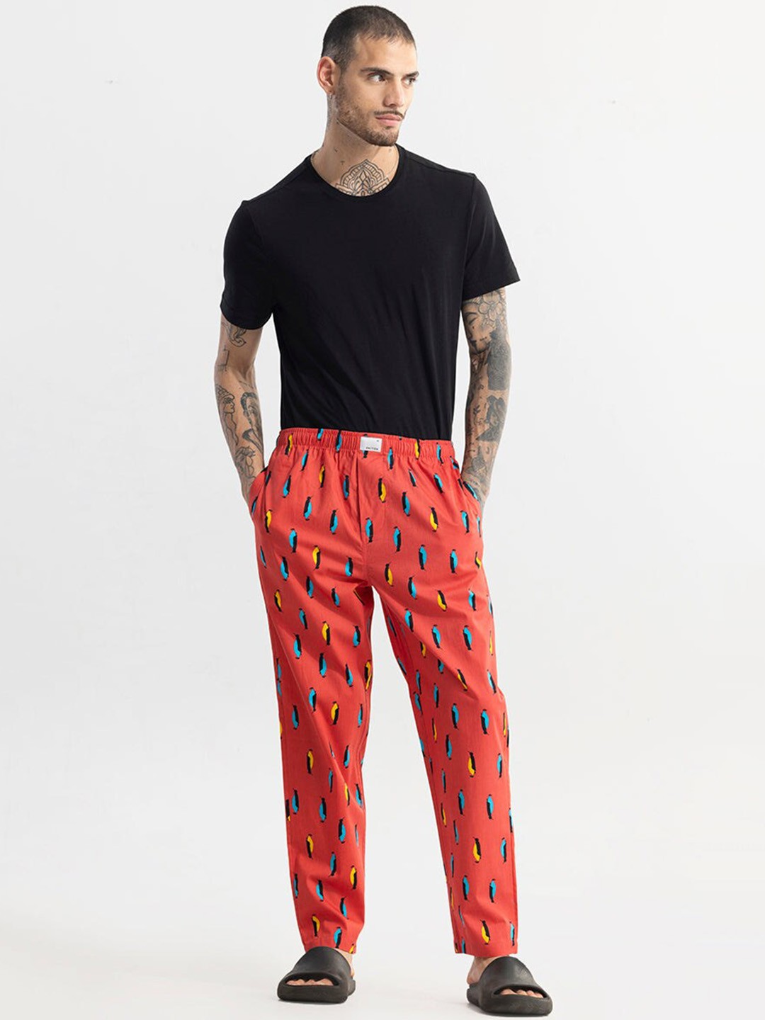 

Snitch Red Men Printed Cotton Lounge Pants