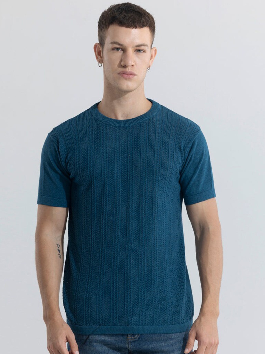 

Snitch Round Neck Cotton T-shirt, Blue