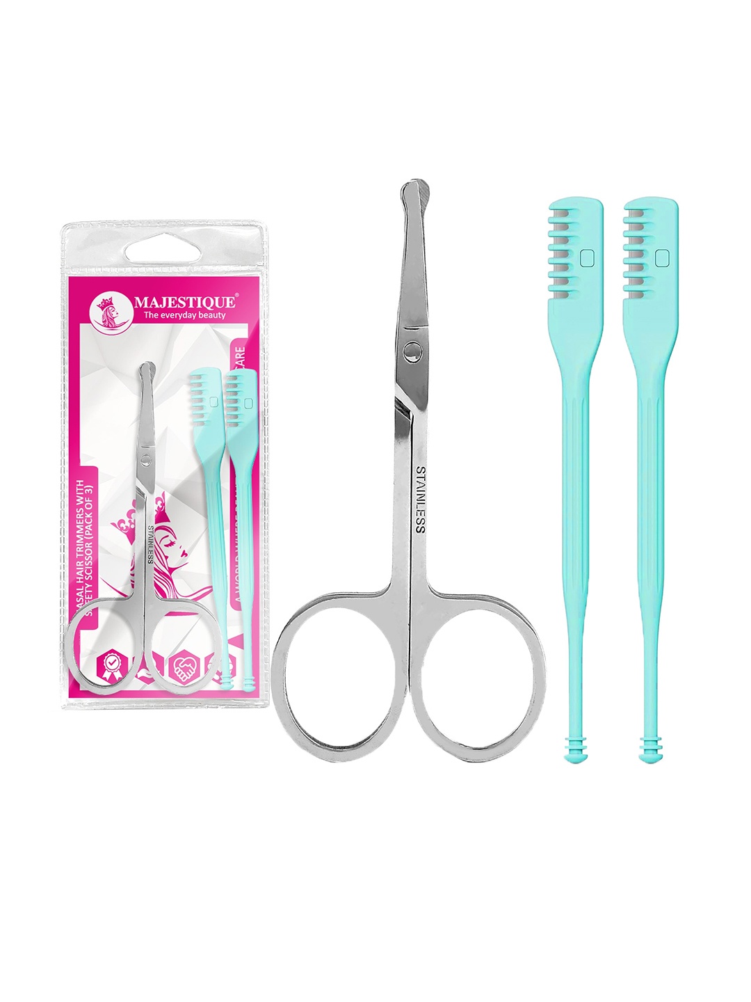 

MAJESTIQUE Nasal Hair Trimmers With Safety Scissor, Multi