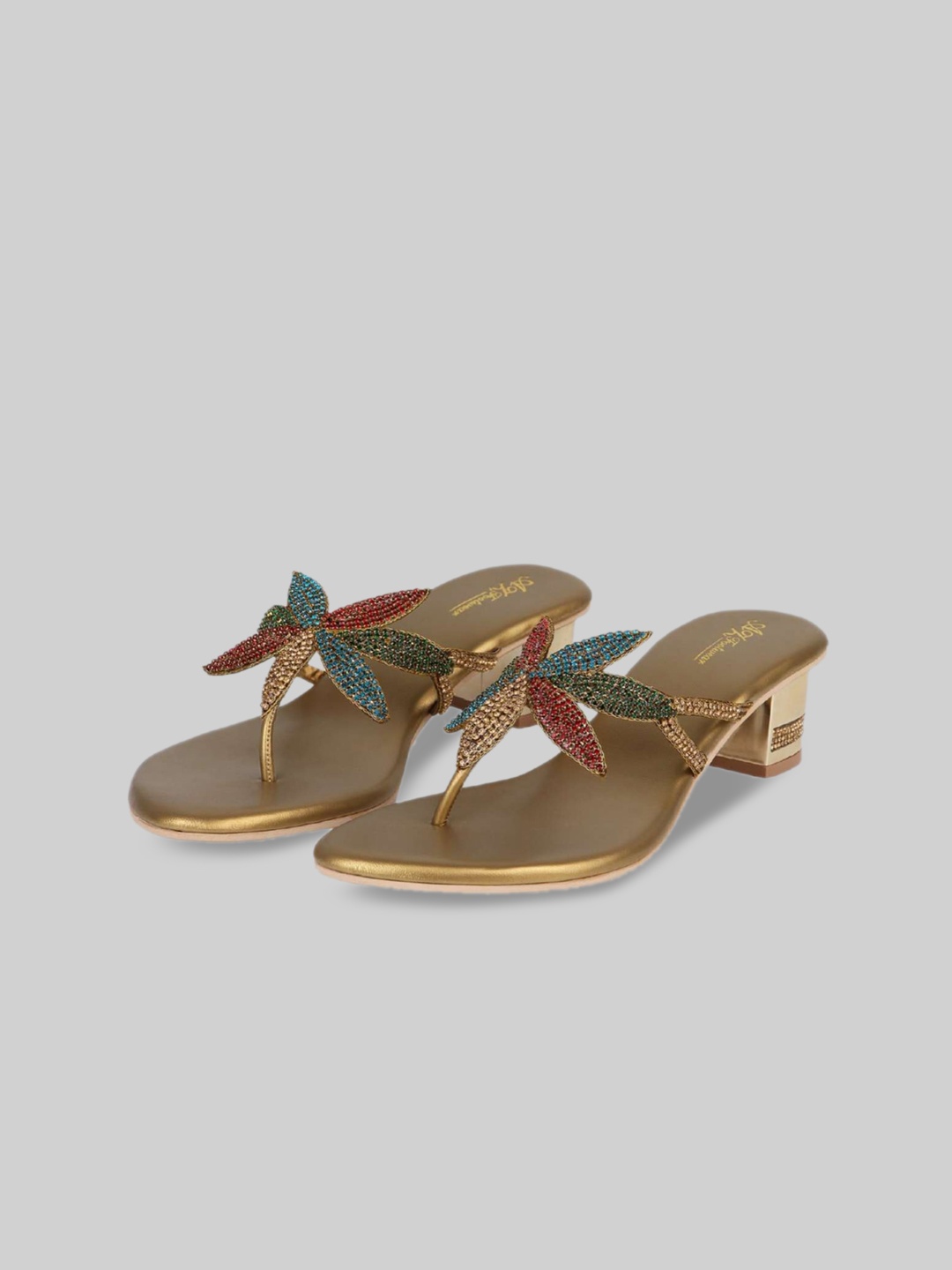 

AZ Footwear Embellished Block Heels, Gold