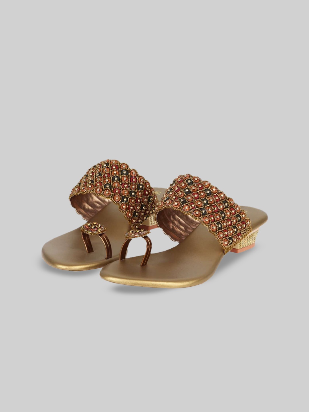 

AZ Footwear Embellished One Toe Block Heels, Gold