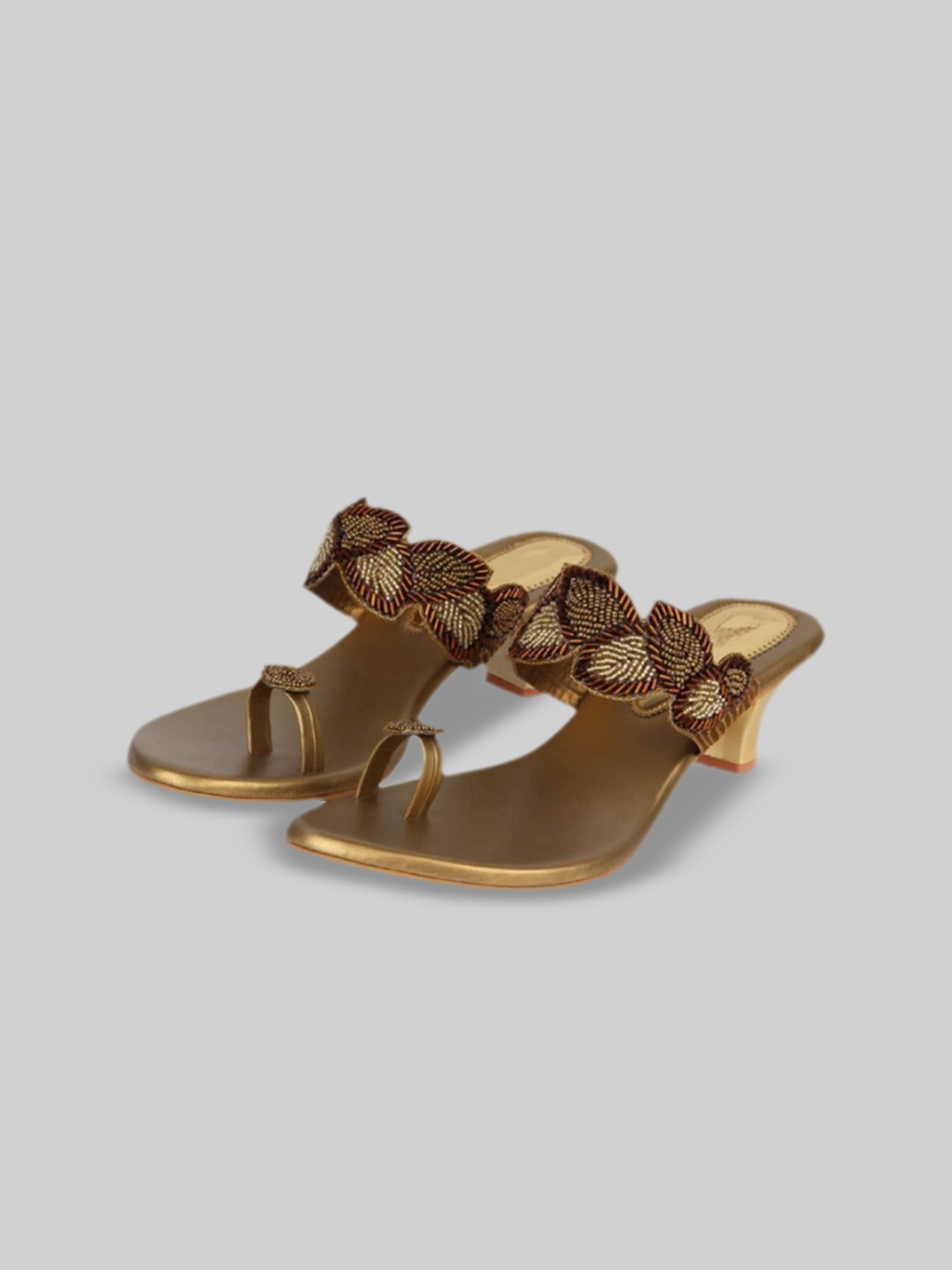 

AZ Footwear Embellished One Toe Block Heels, Gold