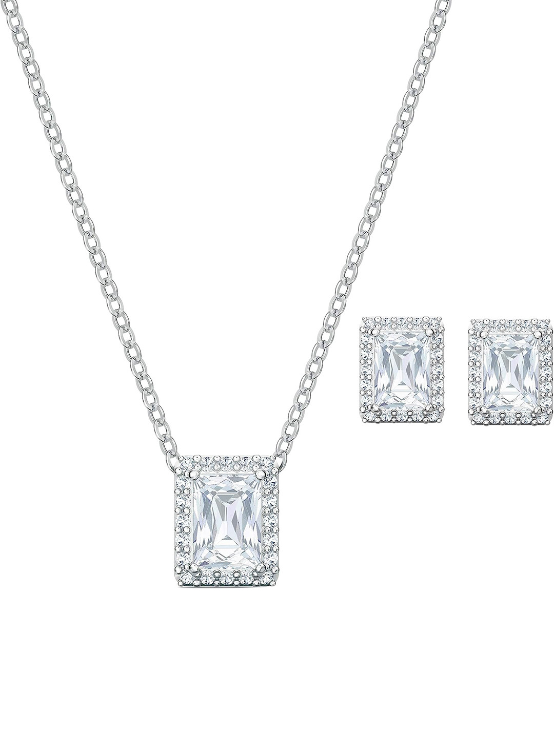 

925 SILLER Rhodium-Plated Sterling Silver Cubic Zirconia-Studded Jewellery Set