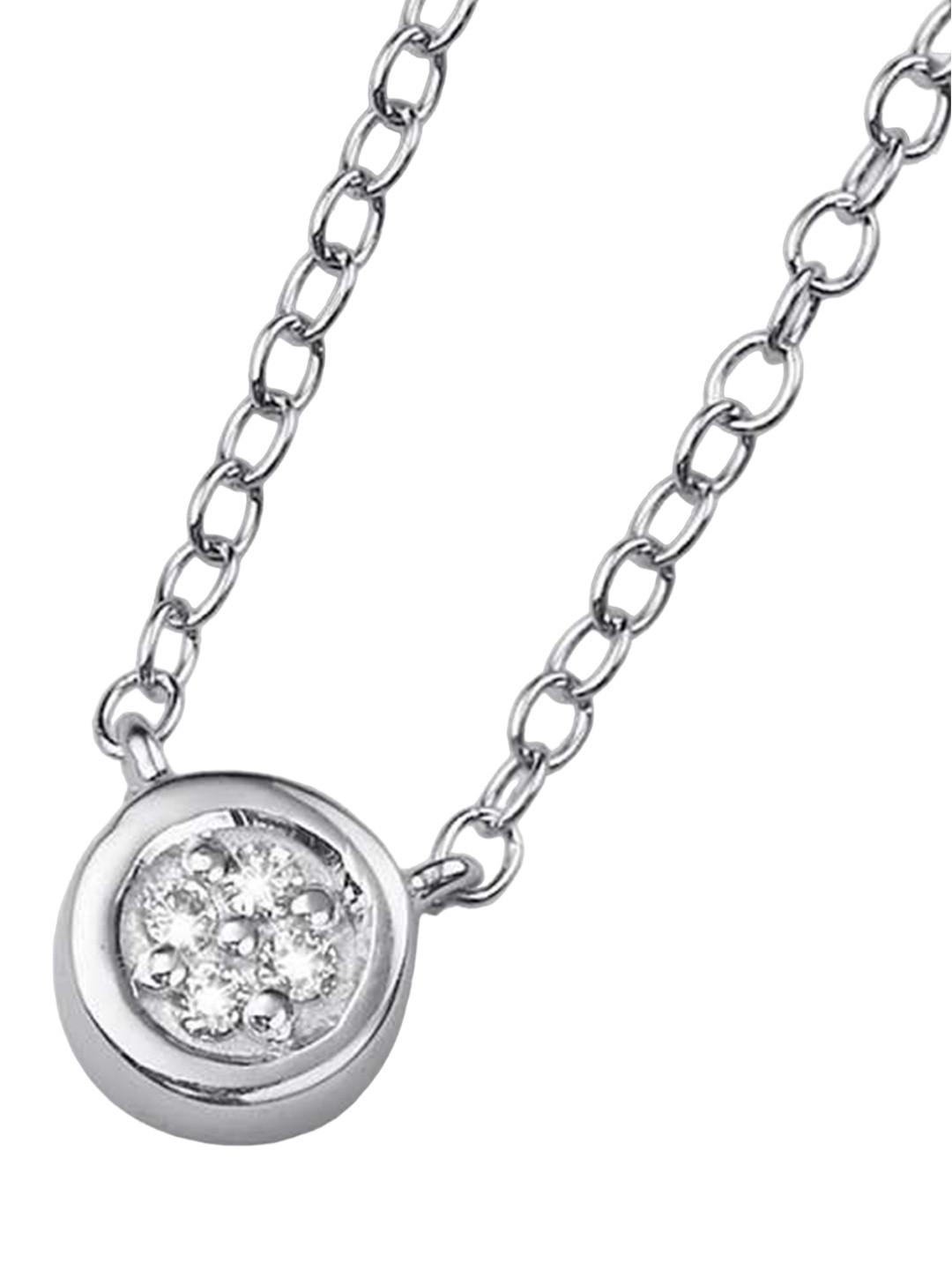 

925 SILLER Rhodium-Plated Cubic Zirconia-Studded Circular Pendants with Chains, Silver