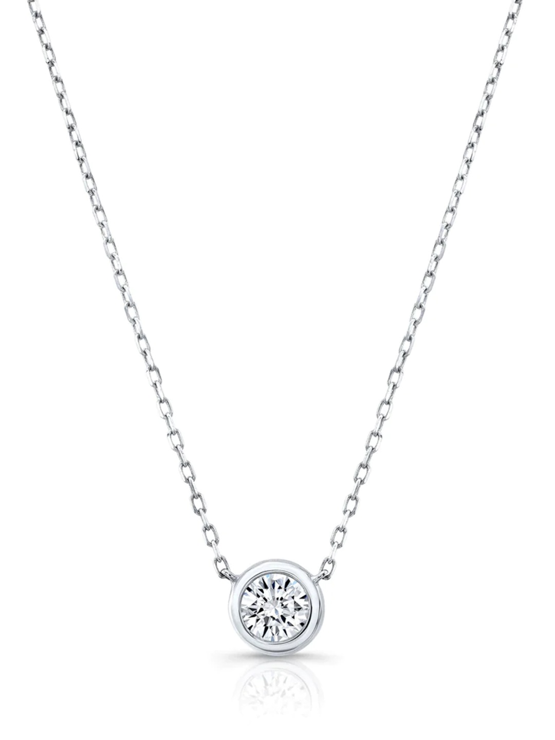 

925 SILLER Rhodium-Plated Cubic Zirconia Circular Pendants with Chains, Silver