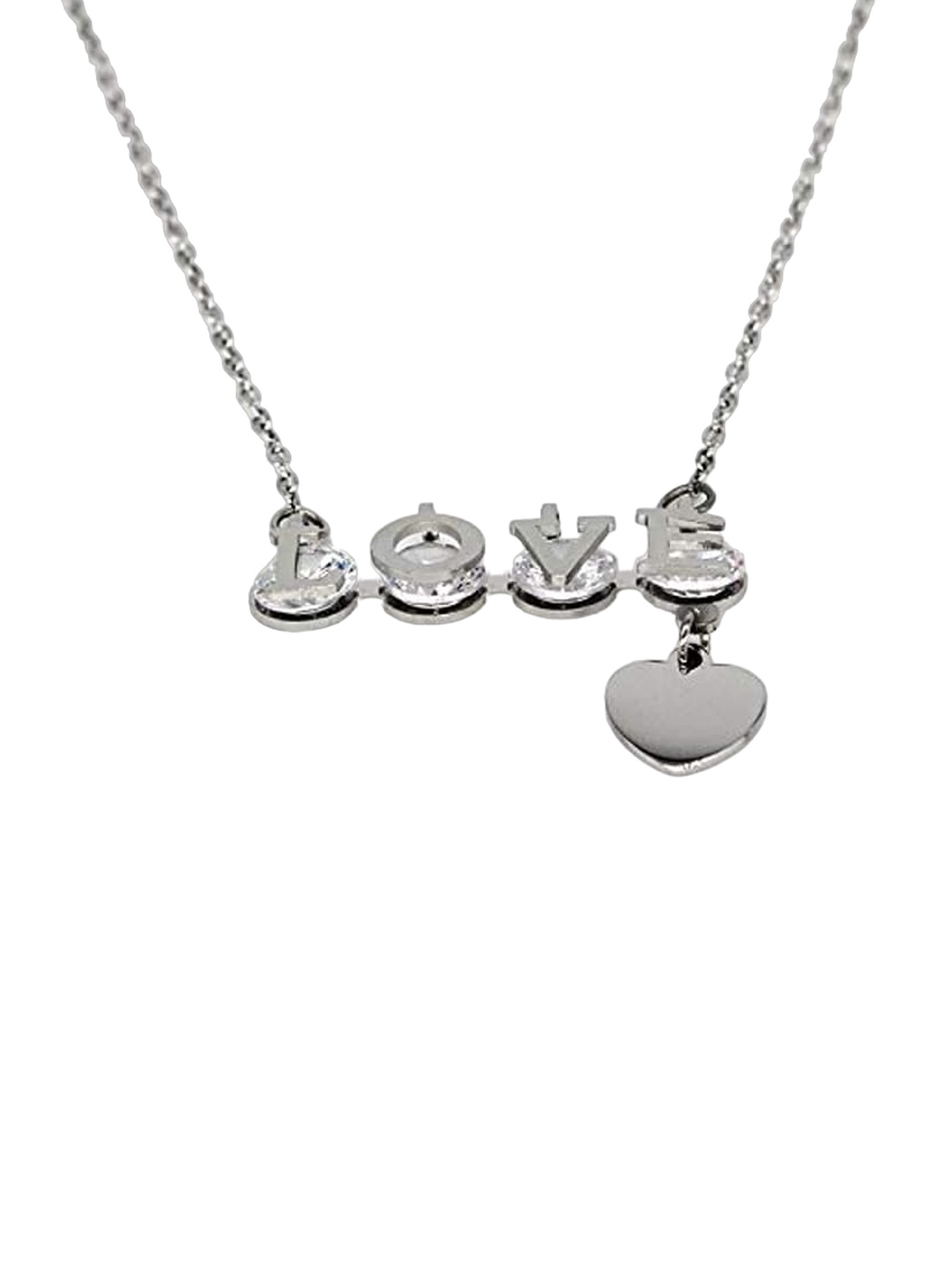

925 SILLER Rhodium-Plated Contemporary Pendants with Chains, Silver