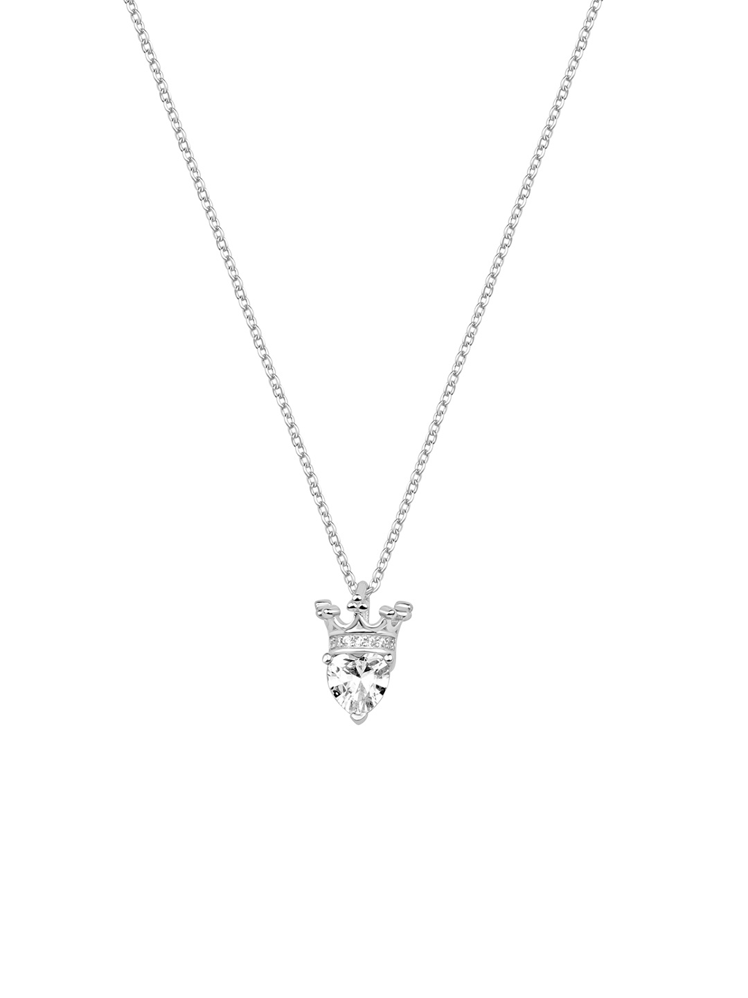 

925 SILLER Rhodium-Plated Heart Shaped Pendants & Chains, Silver