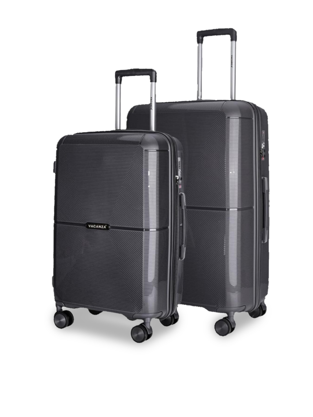 

3G Set Of 2 Textured Hard Sided Trolley Suitcase, Grey