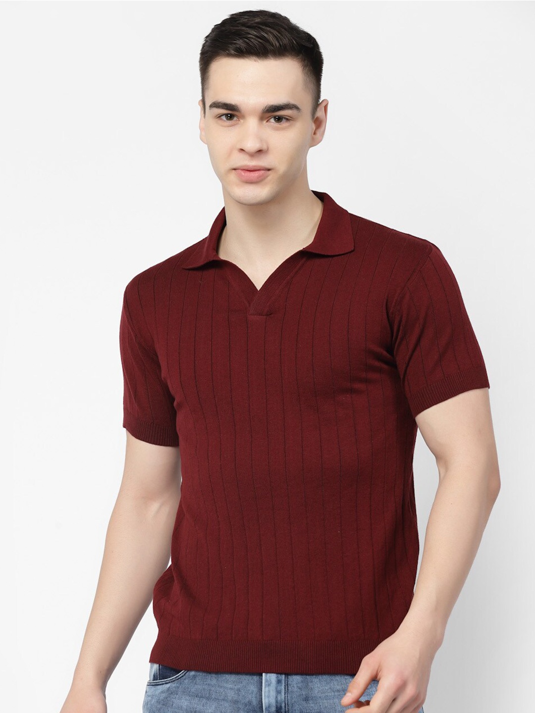 

Kalt Polo Collar Cotton T-shirt, Maroon