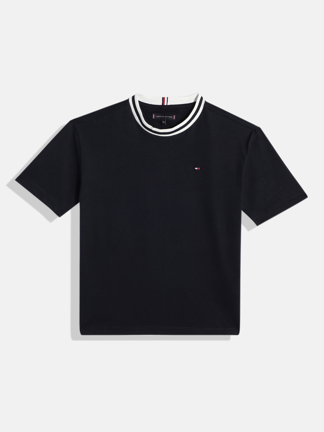 

Tommy Hilfiger Boys Solid Indigo Pure Cotton T-shirt, Navy blue