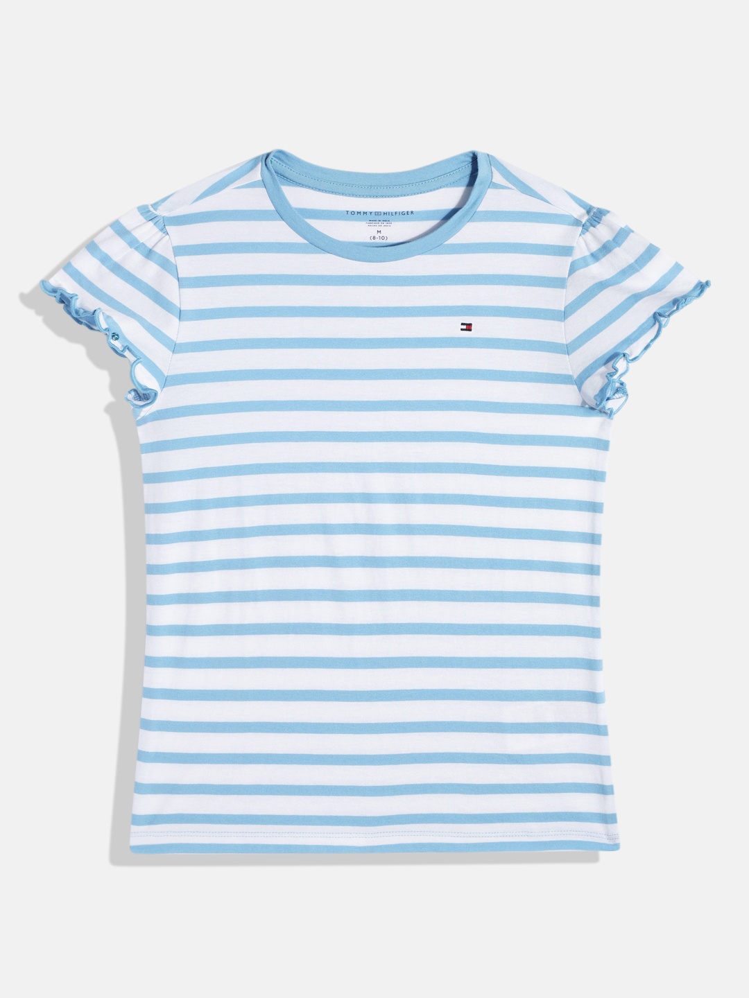 

Tommy Hilfiger Girls Horizontal Stripes Nautical Pure Cotton Top, Blue