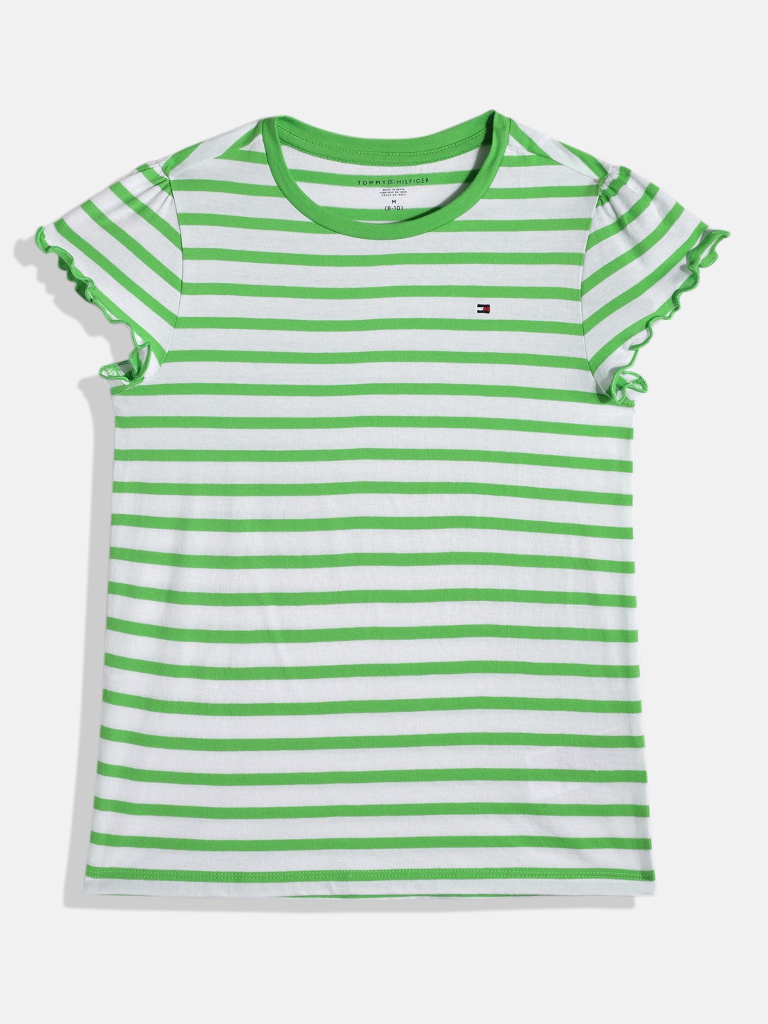 

Tommy Hilfiger Girls Horizontal Stripes Pure Cotton Top, Green