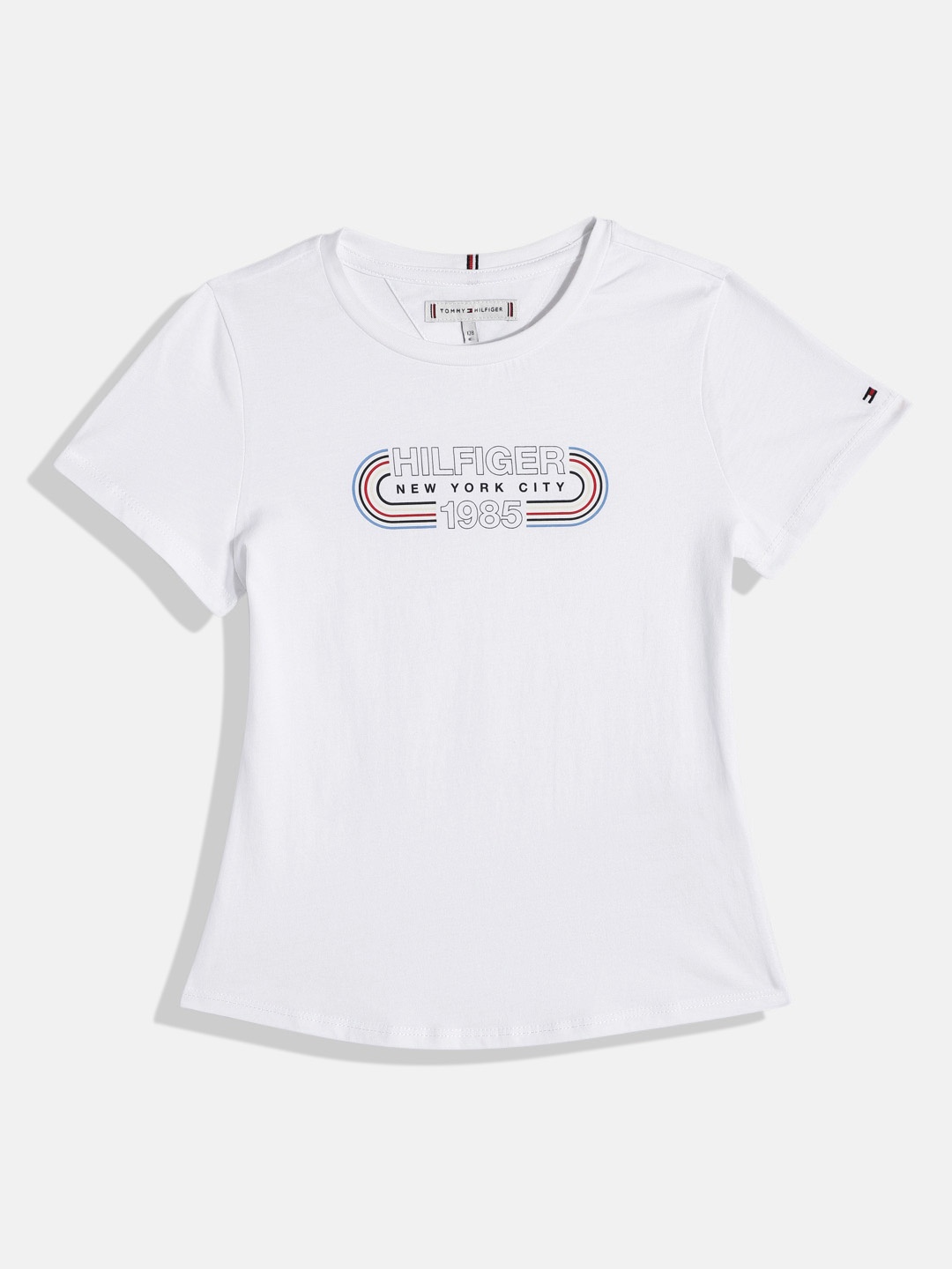 

Tommy Hilfiger Girls Brand Logo Print Pure Cotton Slim Fit T-shirt, White