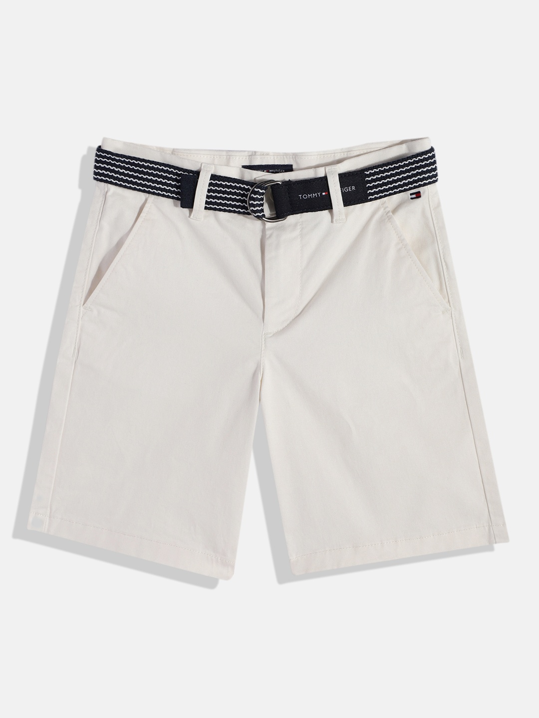 

Tommy Hilfiger Boys Solid Chino Shorts with Belt, White