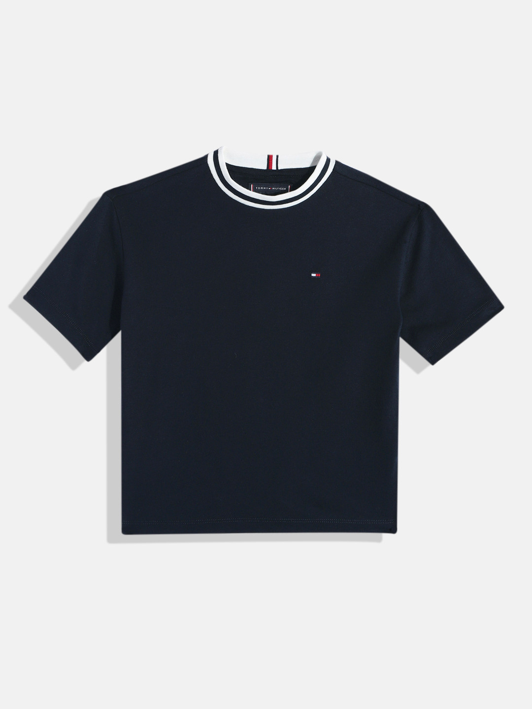 

Tommy Hilfiger Boys Solid Indigo Pure Cotton T-shirt, Navy blue
